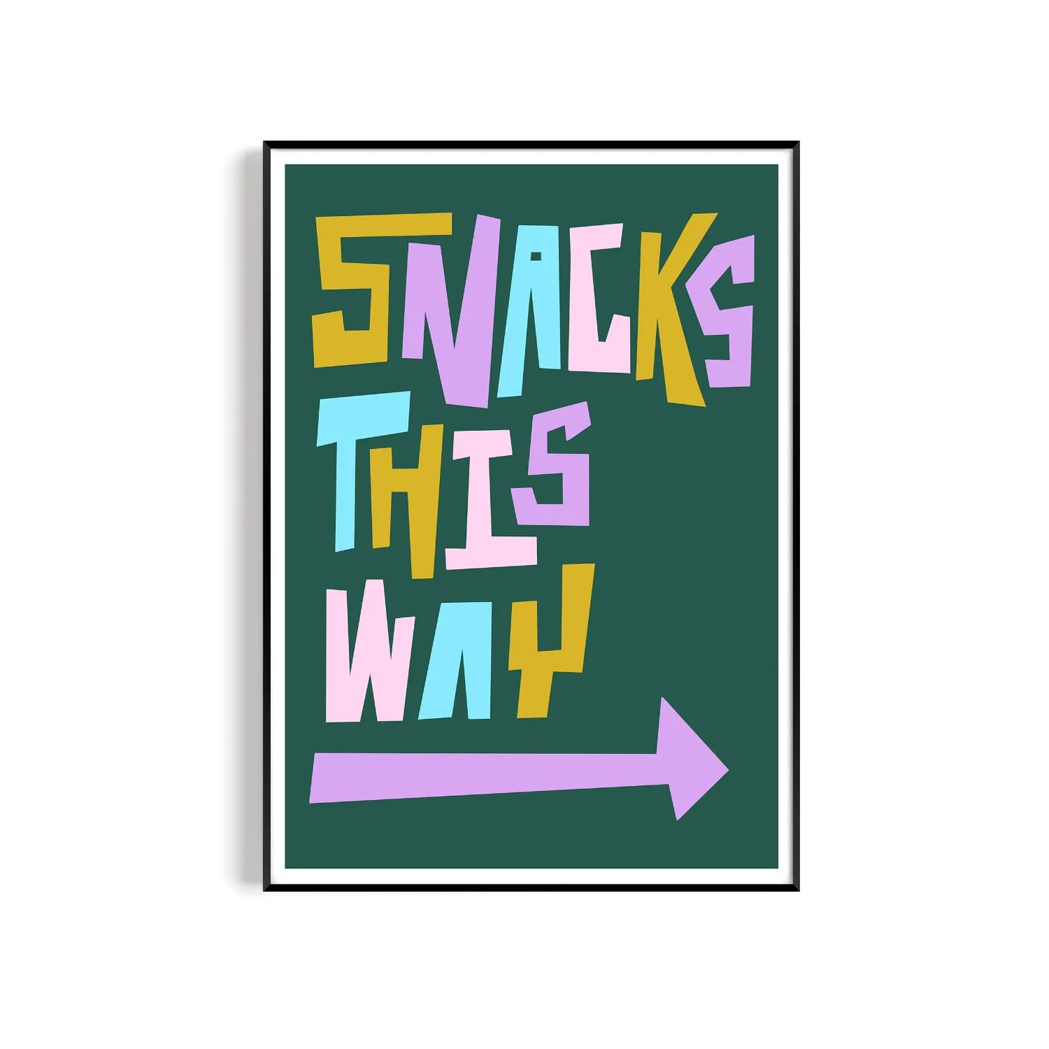 Snacks This Way A2 Art Print - Green