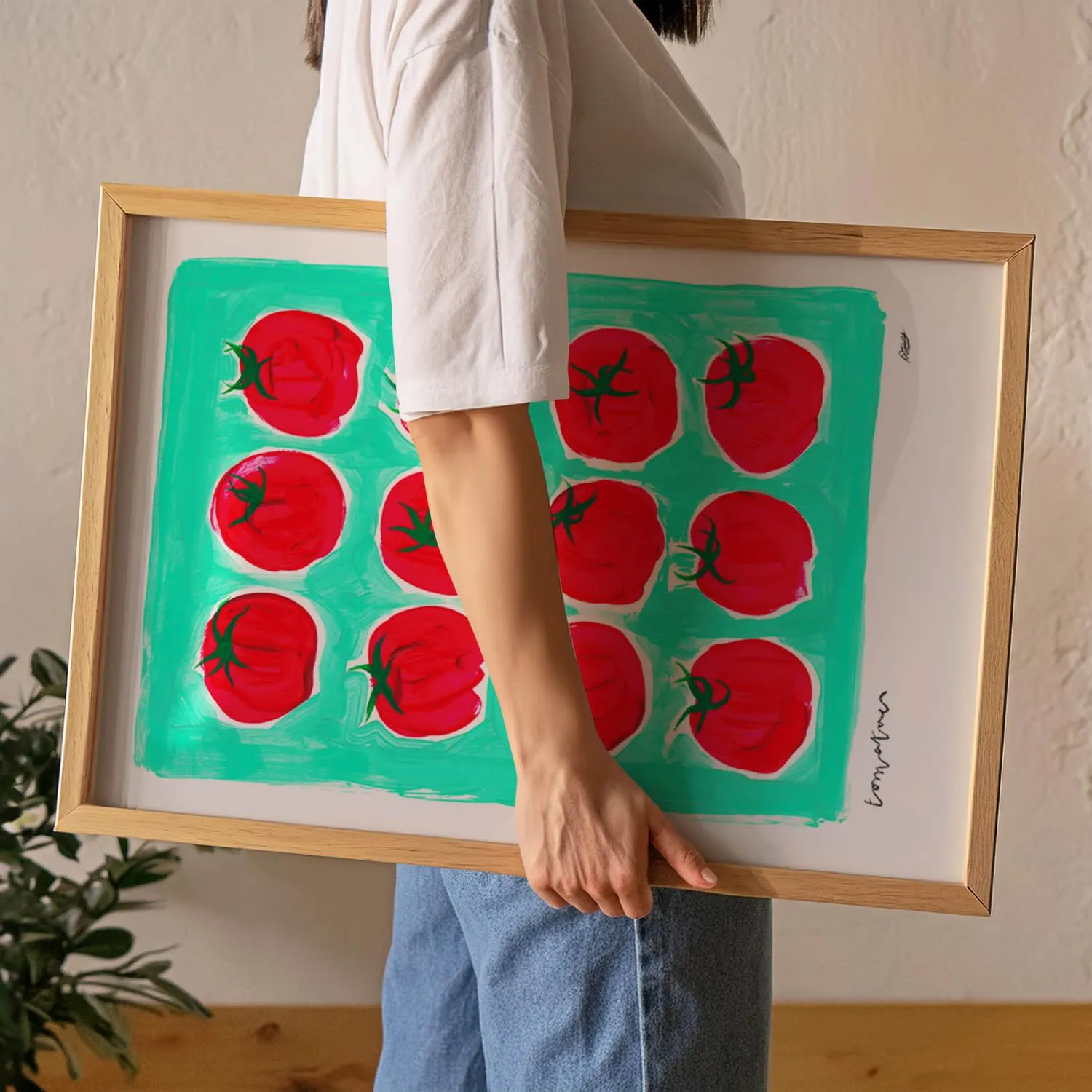 Tomatoes A2 Art Print - Blue/Red image