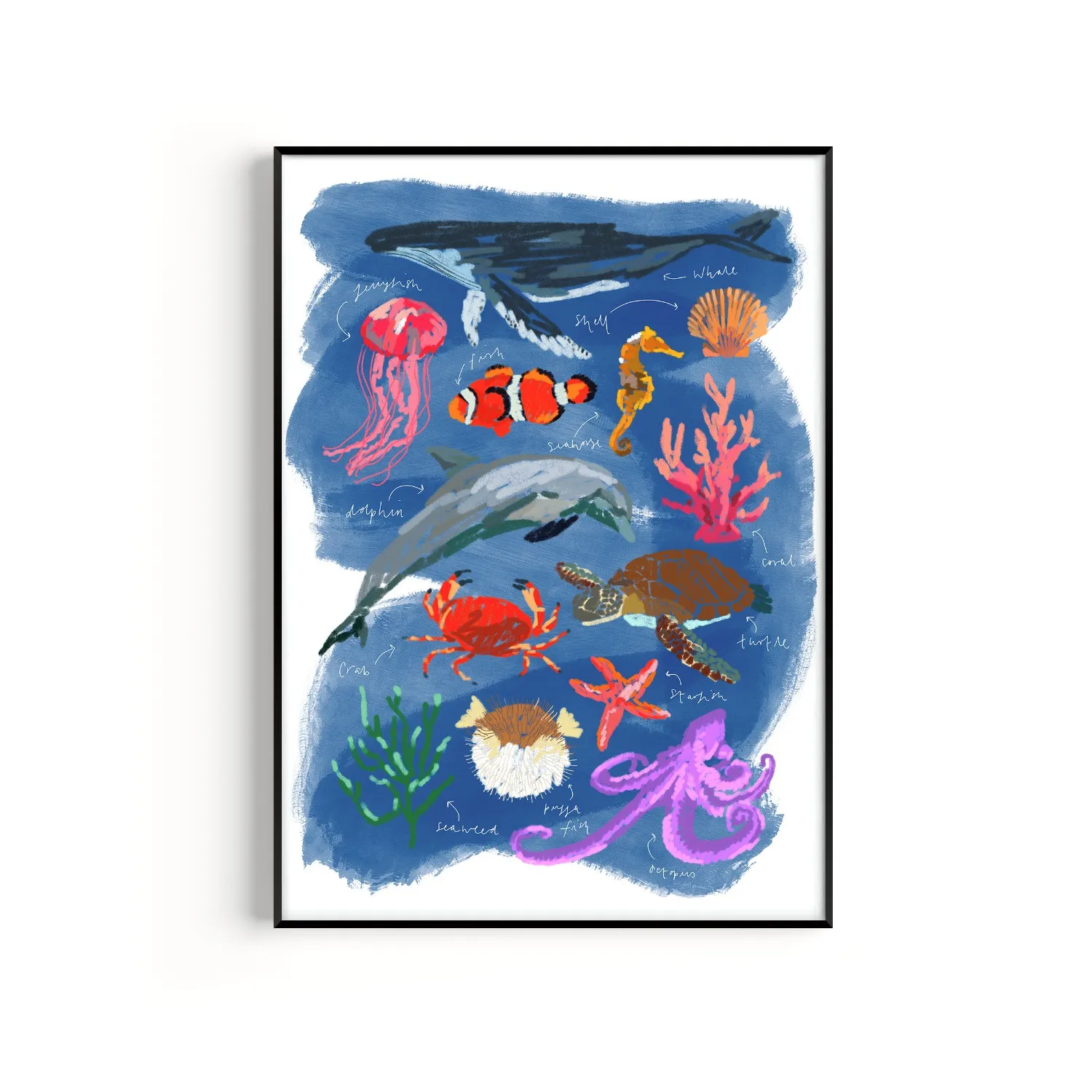 Under The Sea A3 Art Print - Blue image