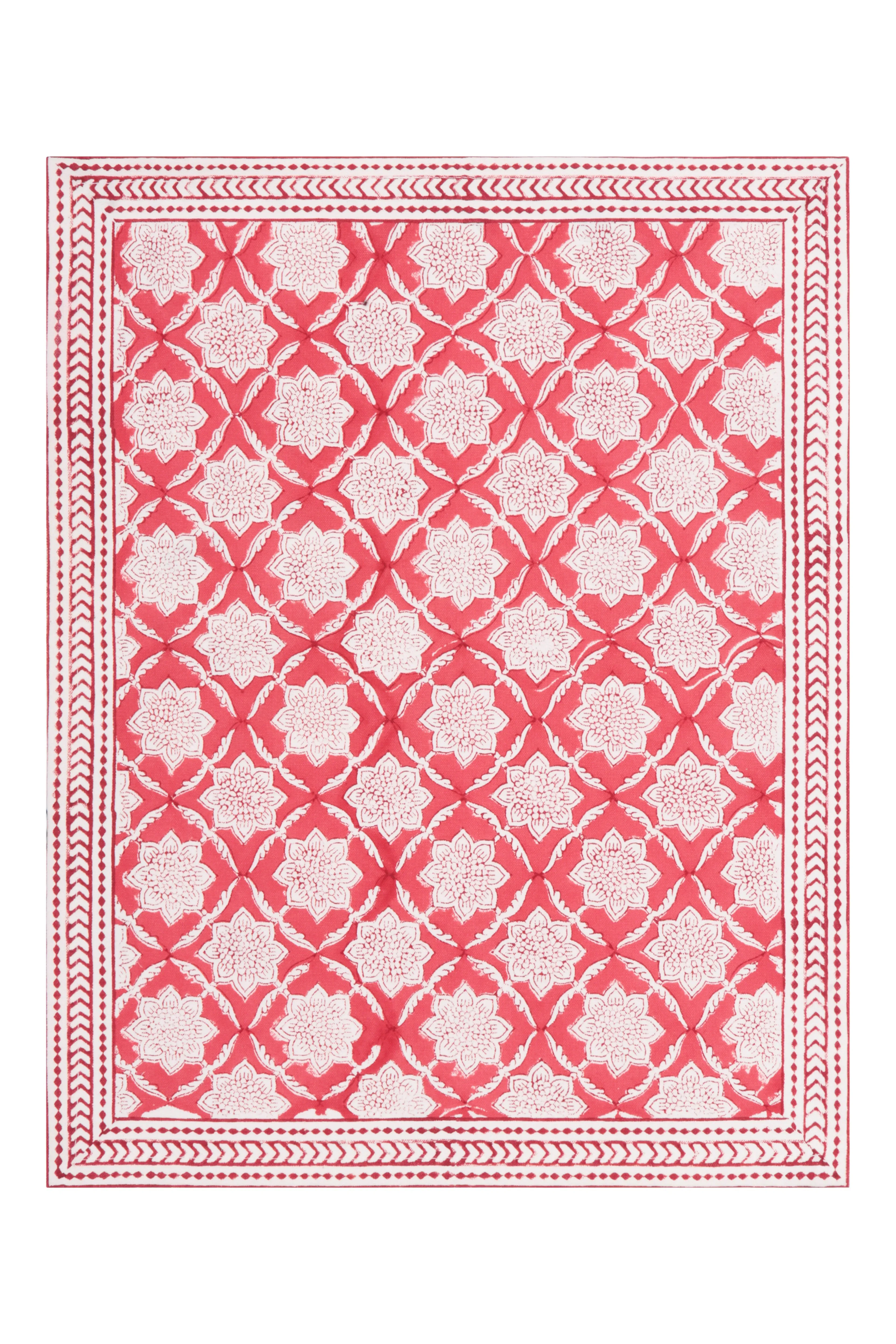 Bordered Place Mat - Coral Red, Cotton image