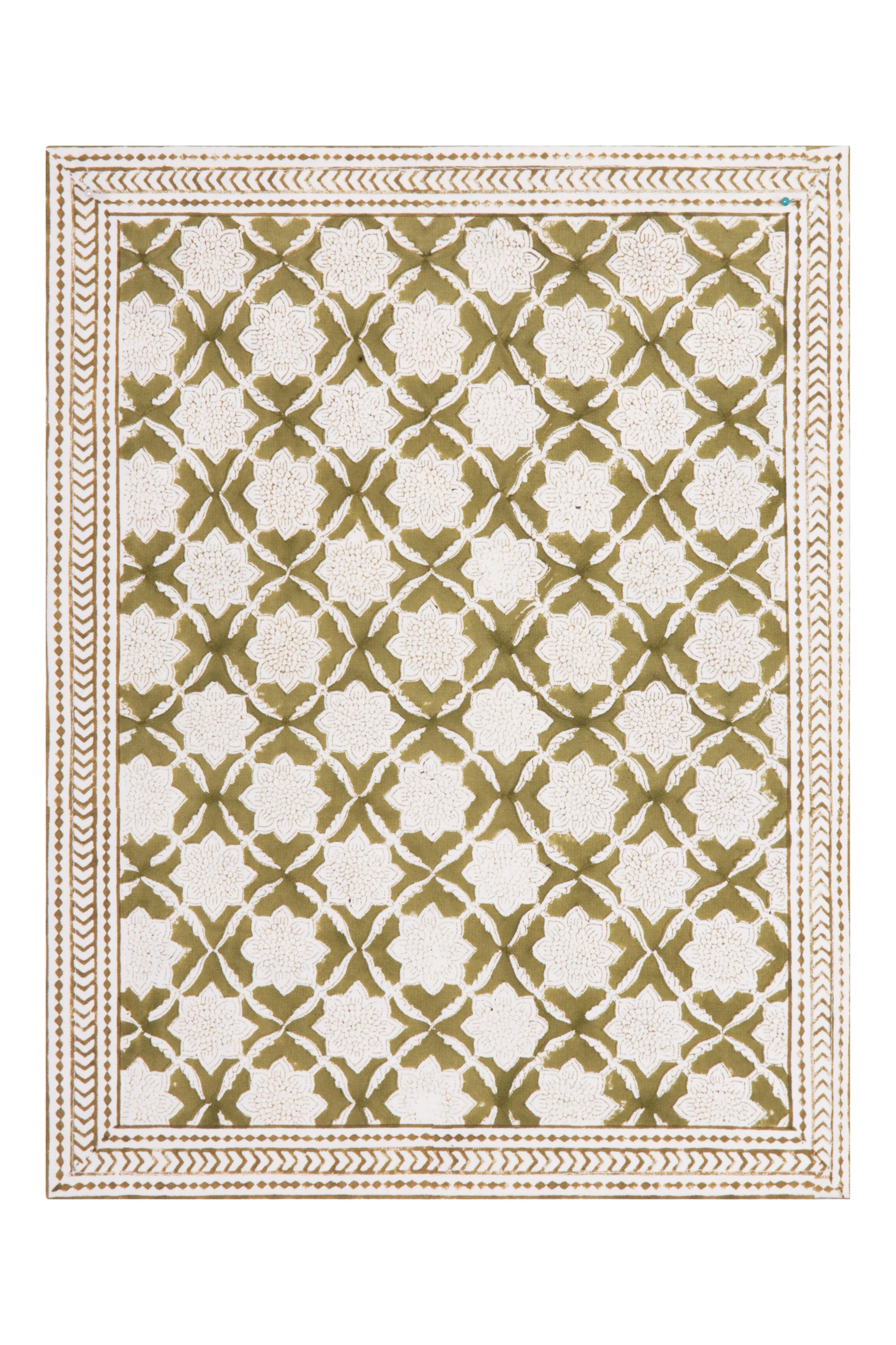 Bordered Place Mat - Green, Cotton