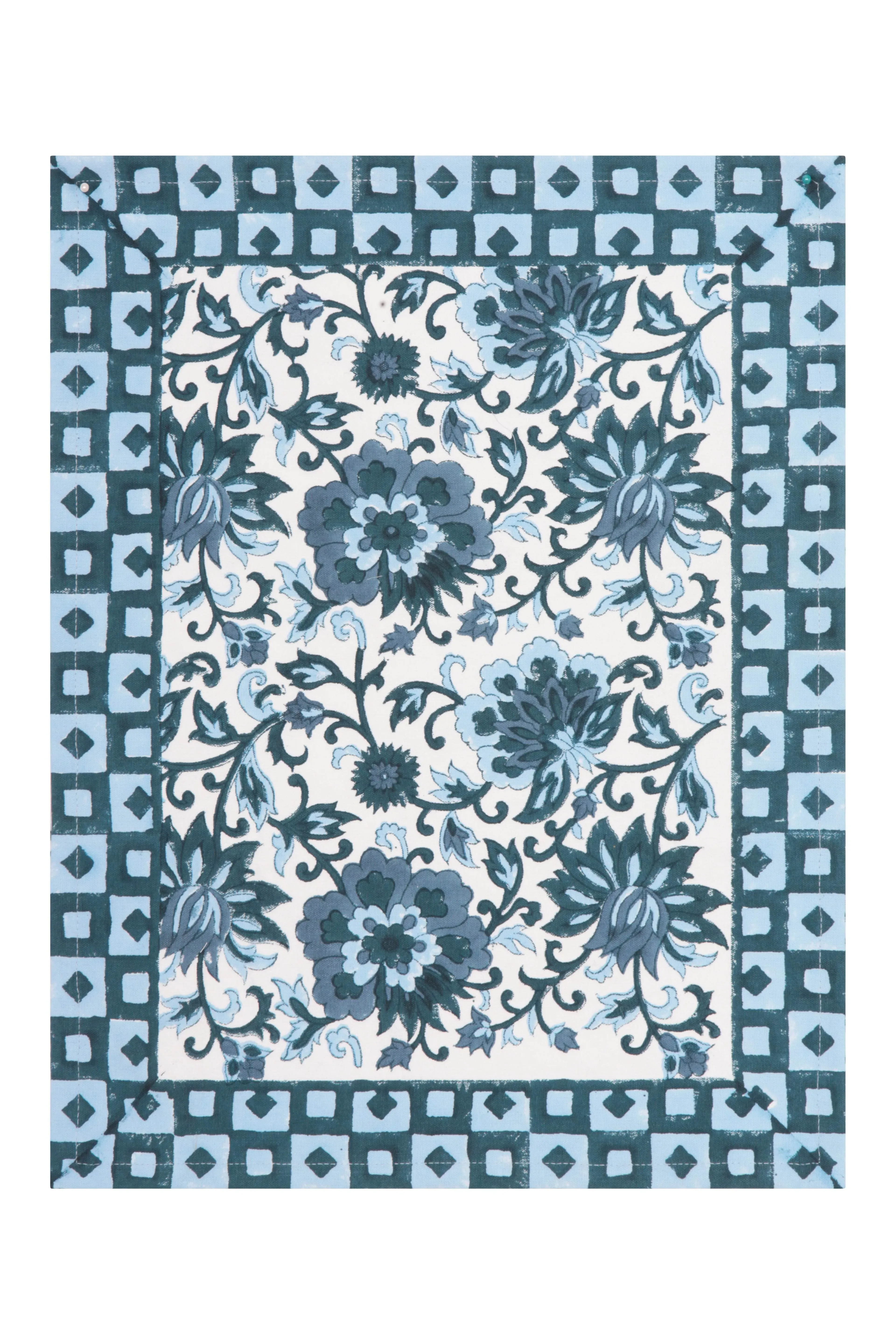 Bordered Place Mat - Royal Blue, Cotton