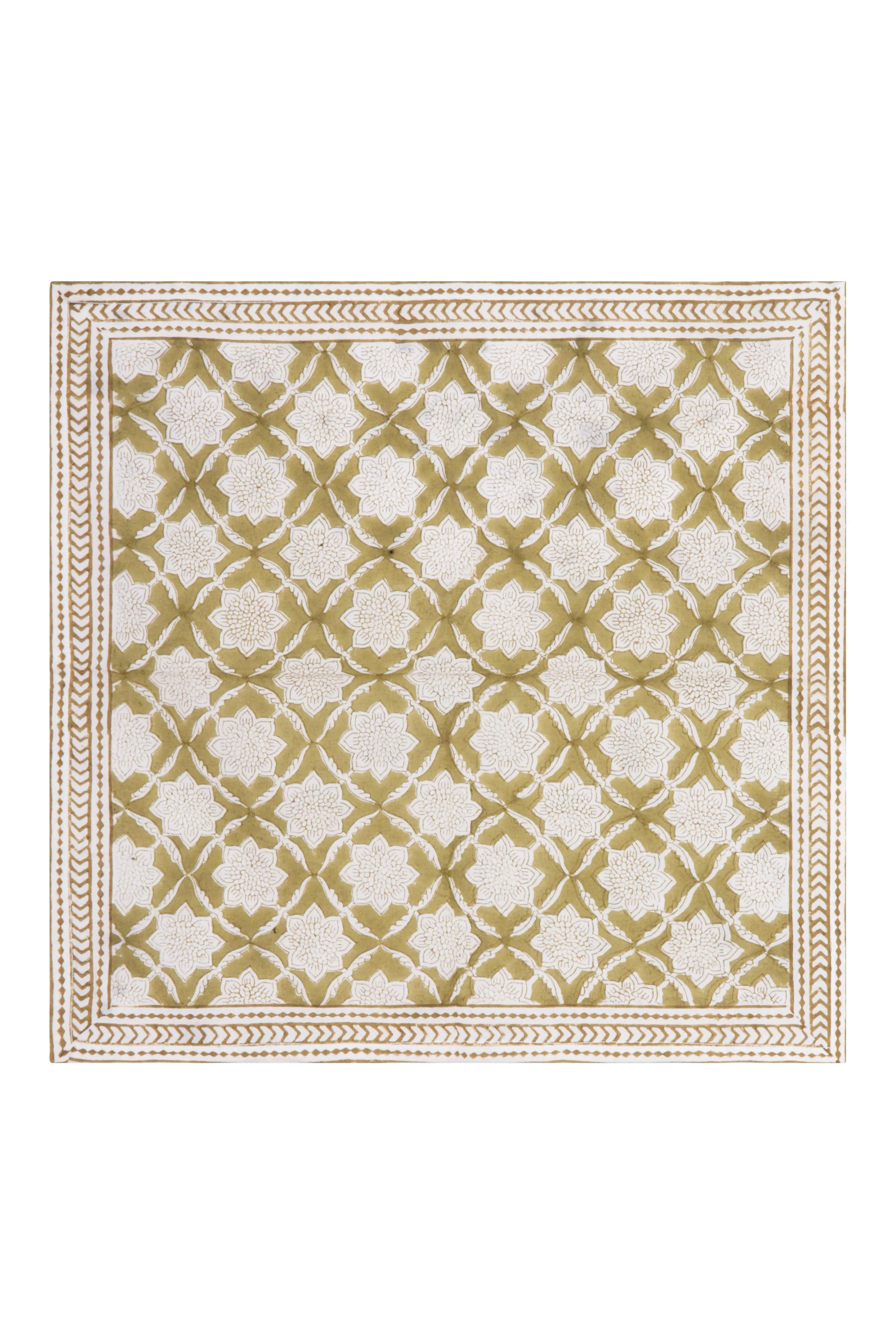 Fresco Stripe Border Napkin Set - Green, Cotton