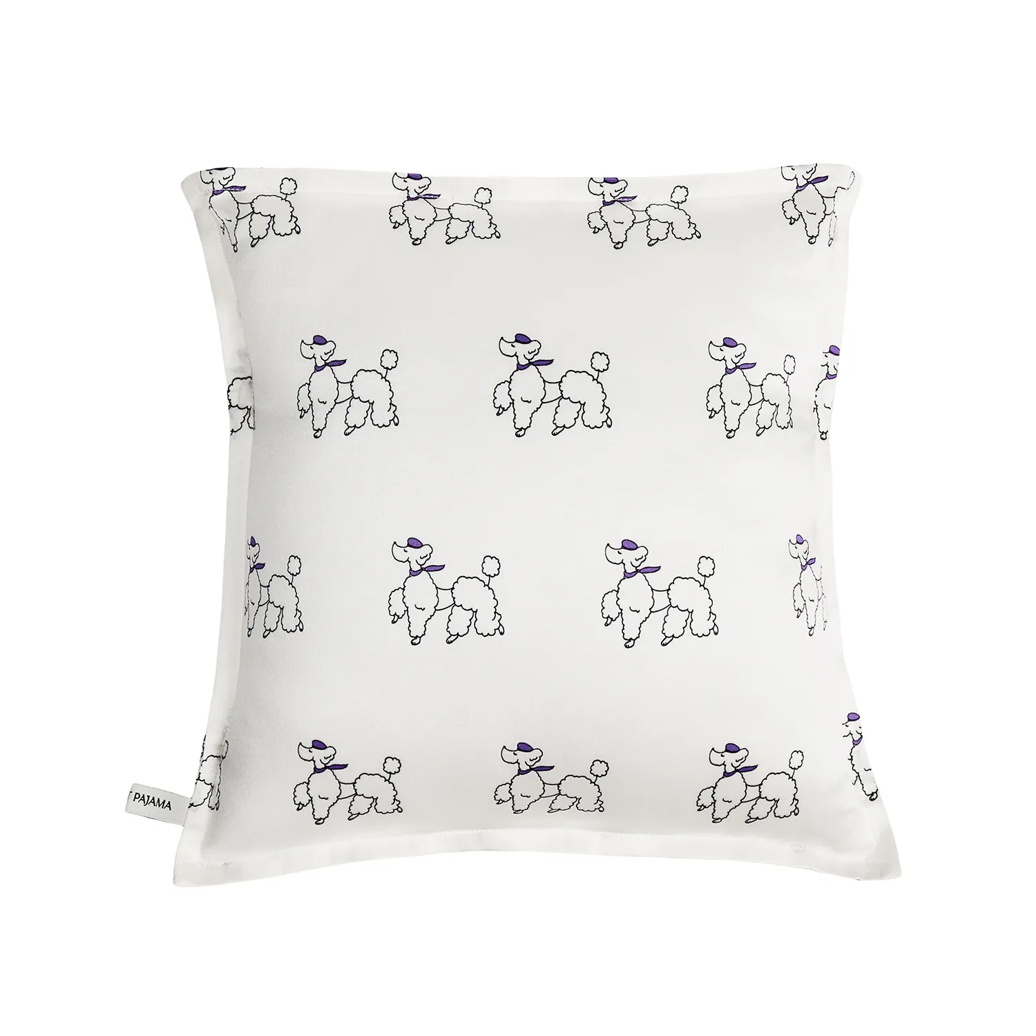 Diamond Poodles Throw Pillow - White, Silk image