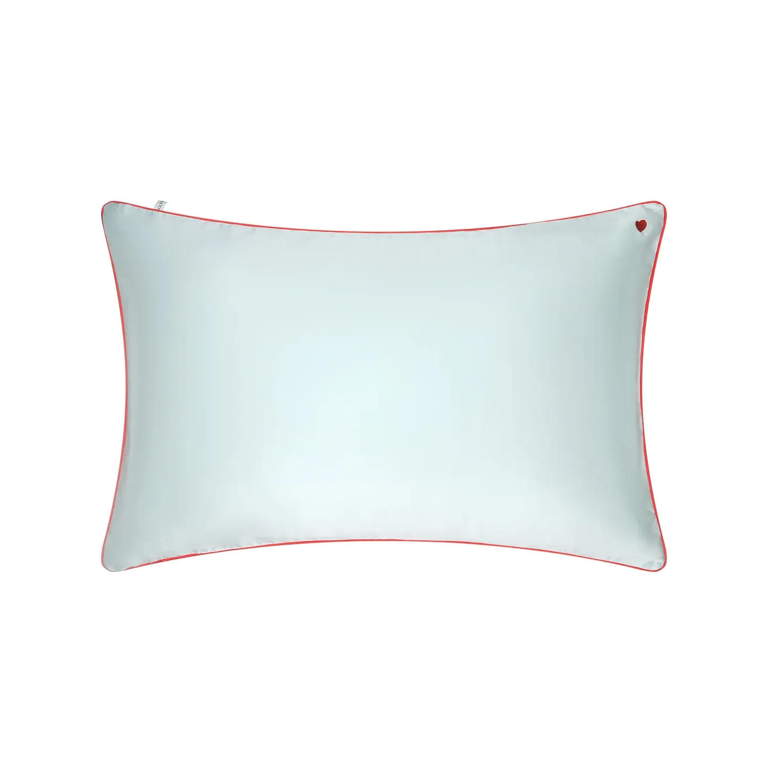 Little Heart Queen Size Silk Pillowcase - Light Blue image