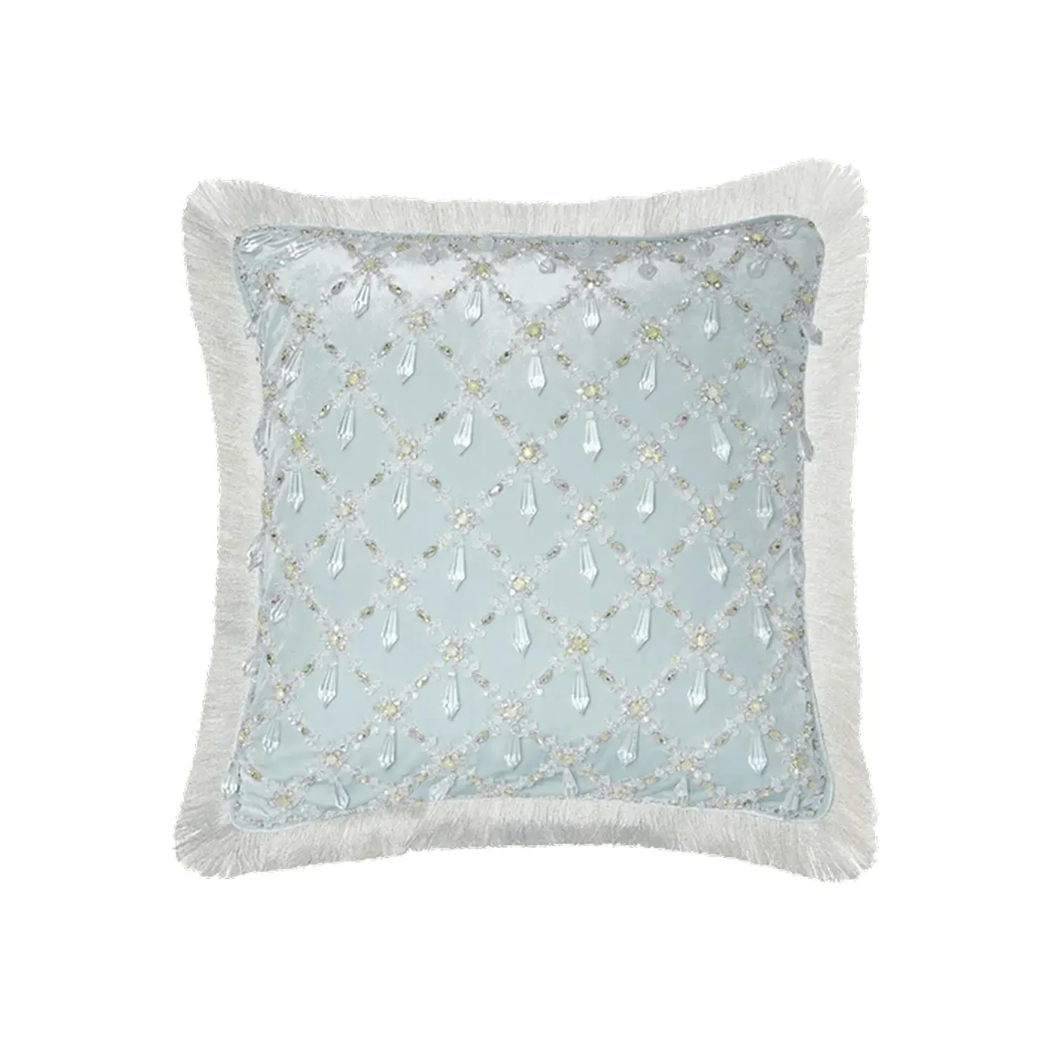 Calliope Cushion with Embellishment - Blue, Velvet image