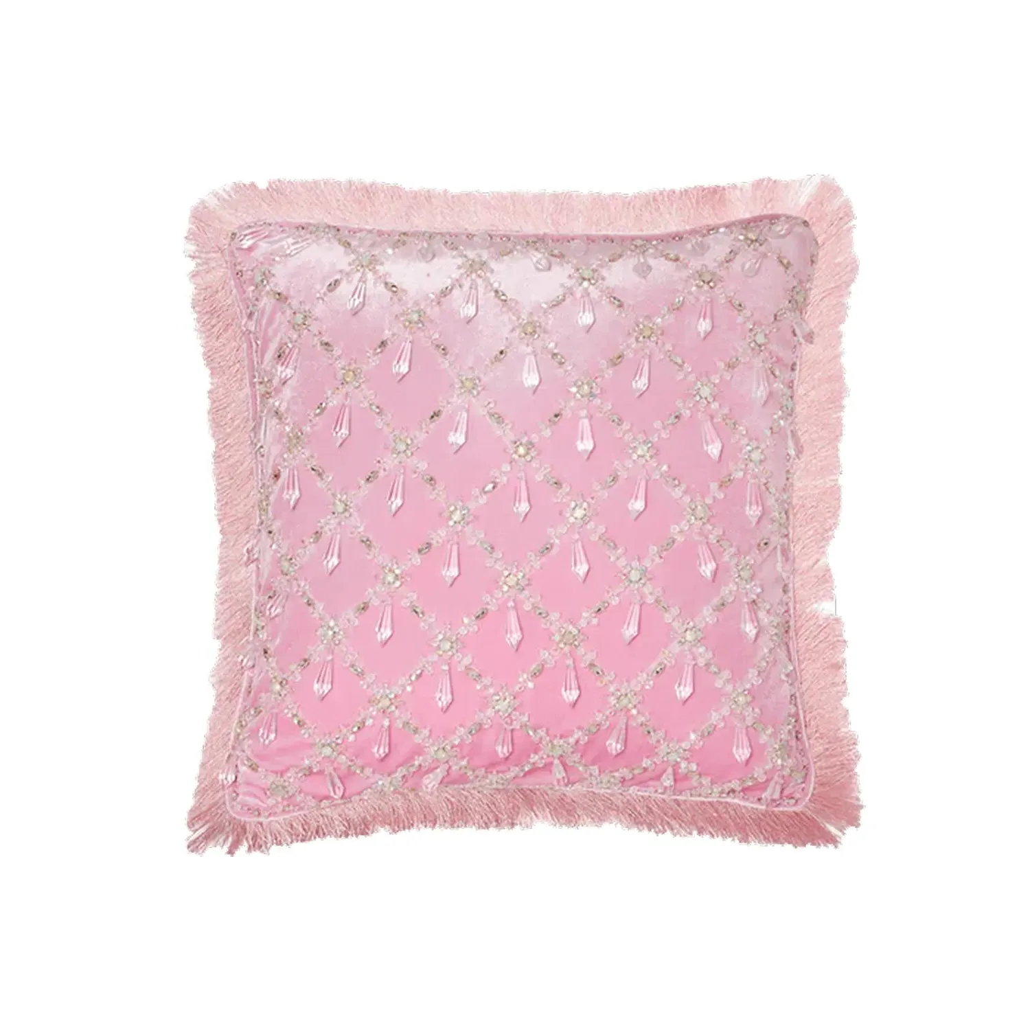 Calliope Cushion with Embellishment - Pink, Velvet
