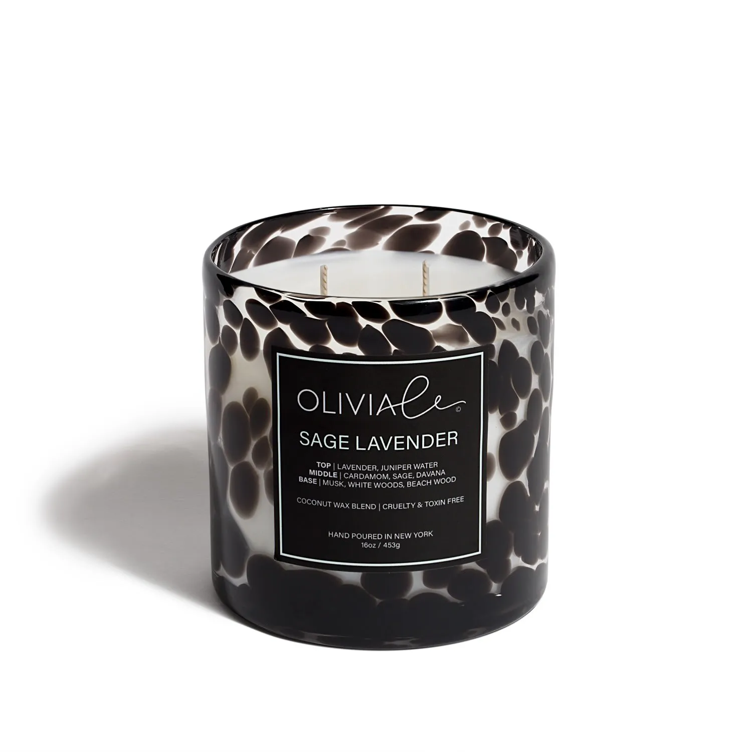Black Sage Lavender Leopard Candle - Black