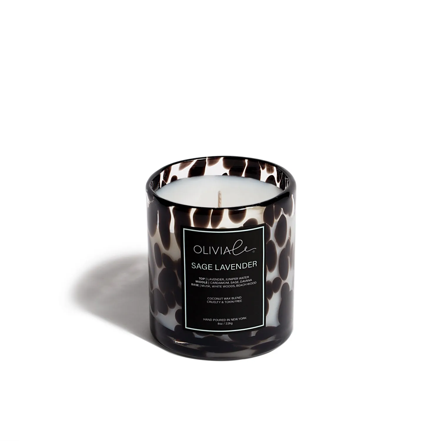 Black Sage Lavender Leopard Small Candle - Black image