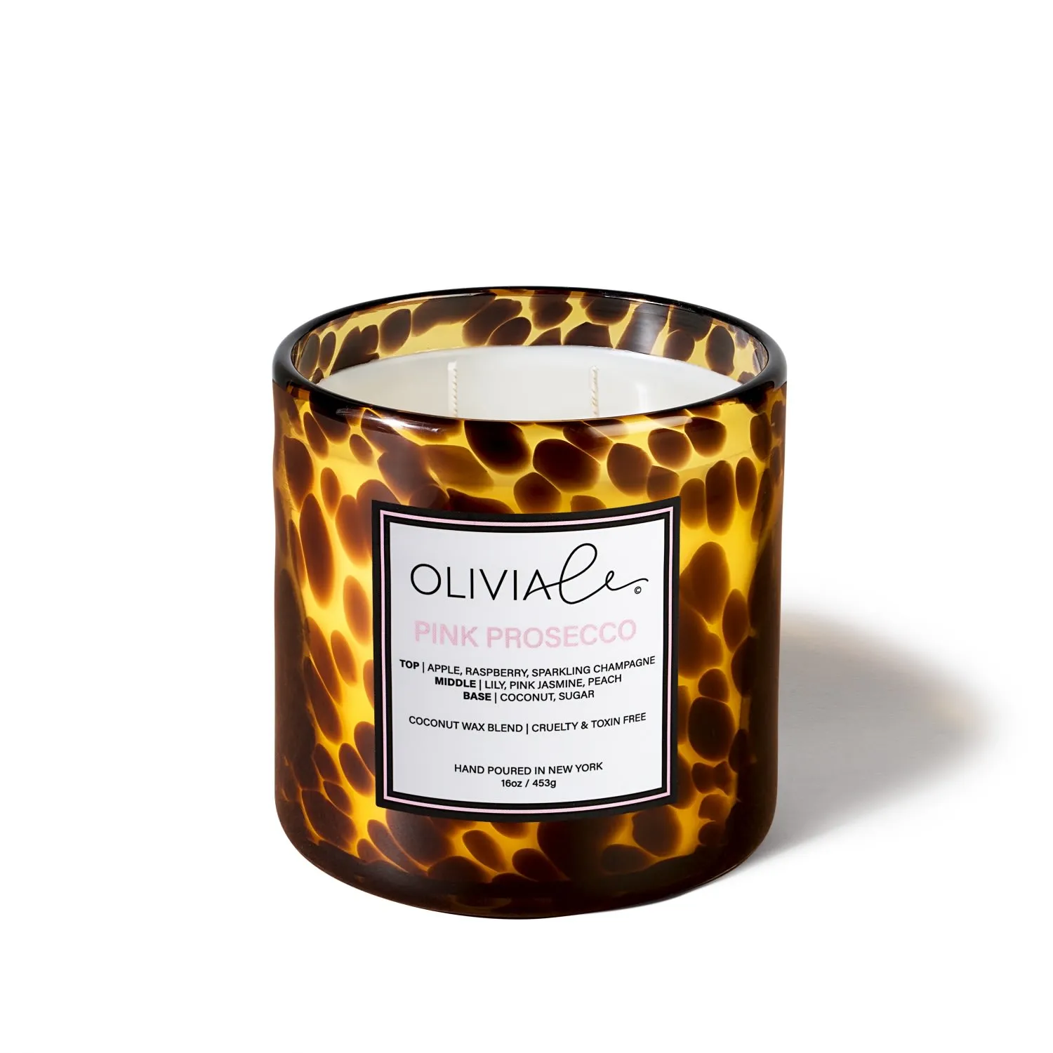 Pink Prosecco Tortoise Glass Candle - Brown