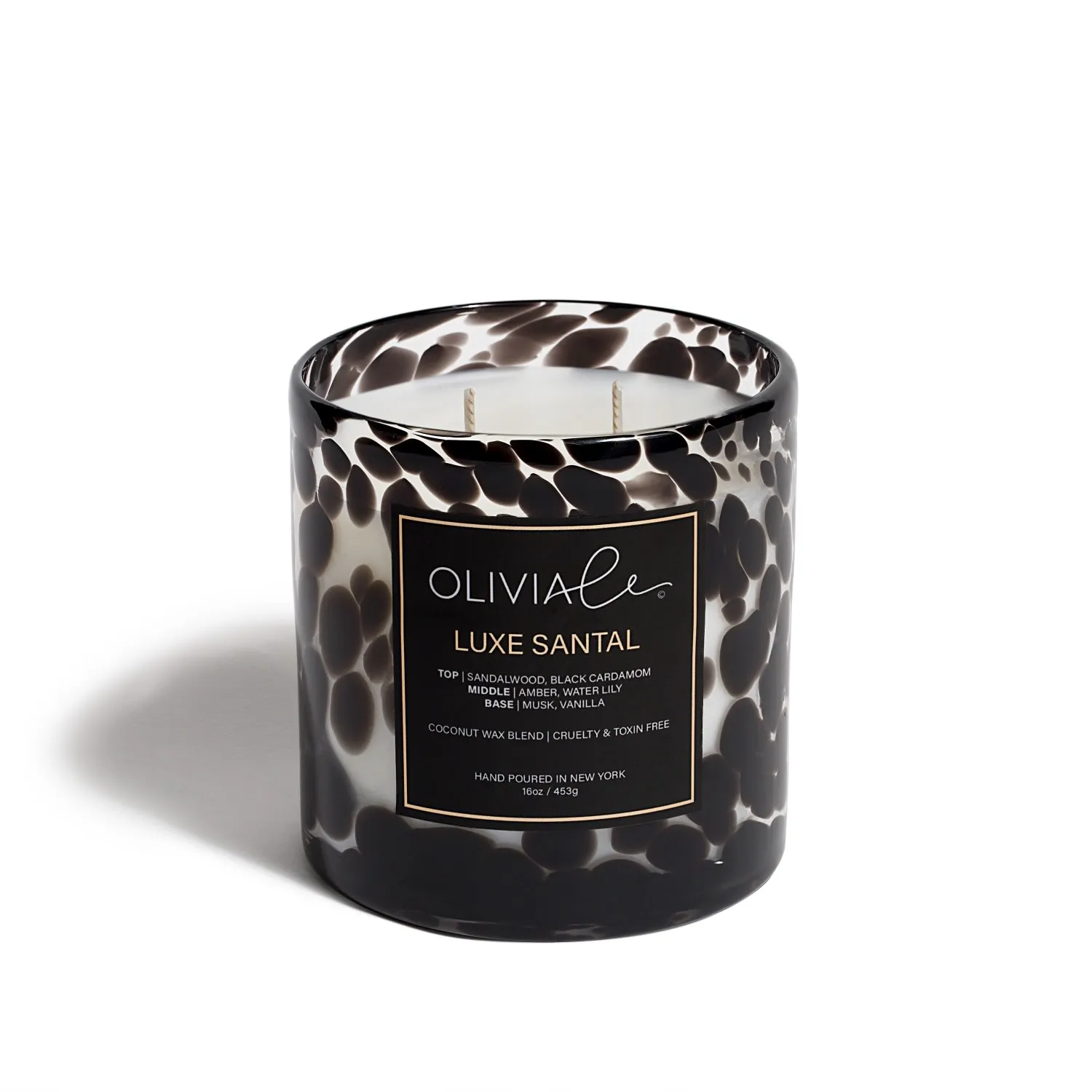 Santal Leopard Scented Candle - Black