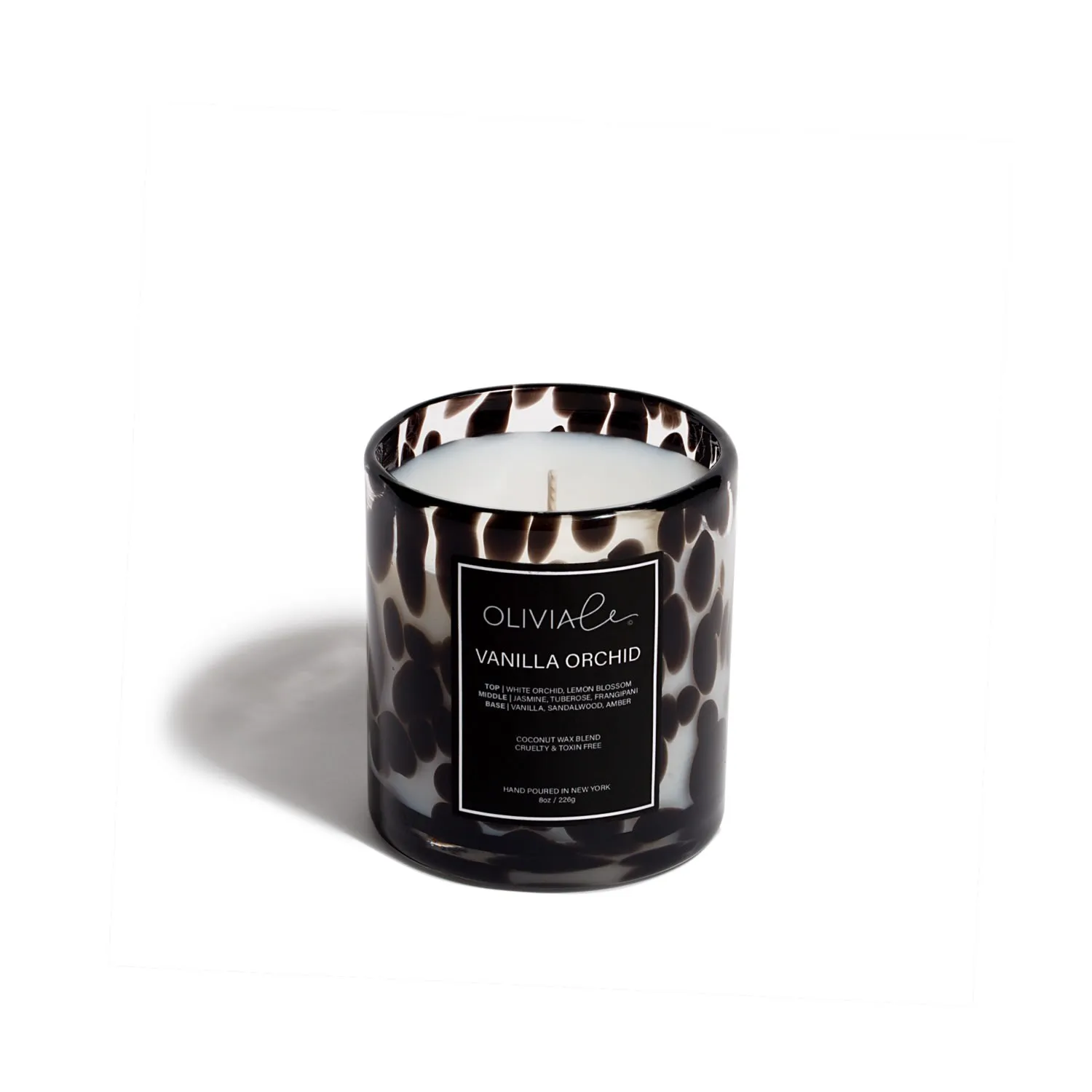 Small Vanilla Orchid Leopard Candle - Black image
