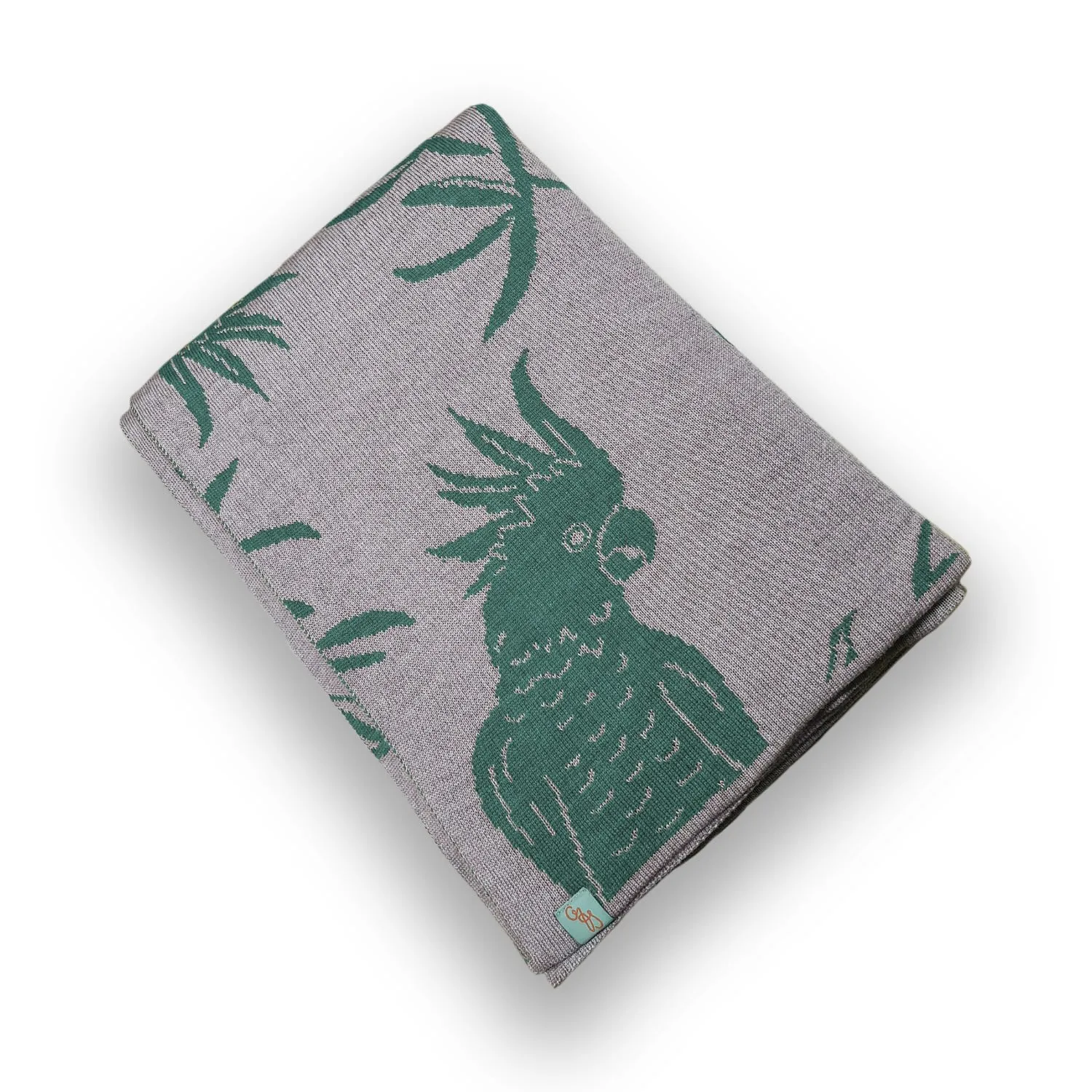 Hello Cocky Small Wool Blanket - Green, Merino