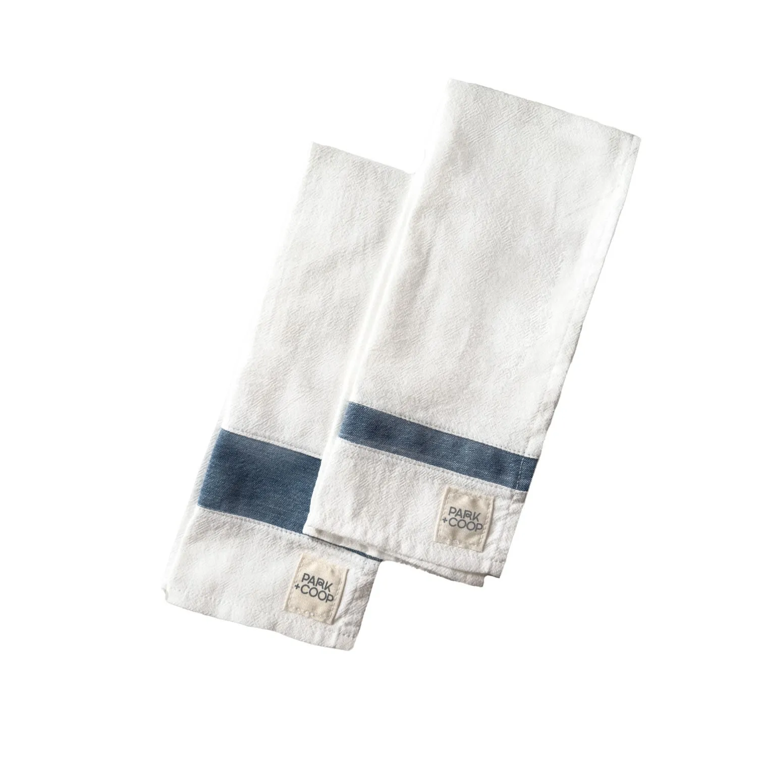 Tea Towel Set with Upcycled Denim - White/Blue, Cotton image