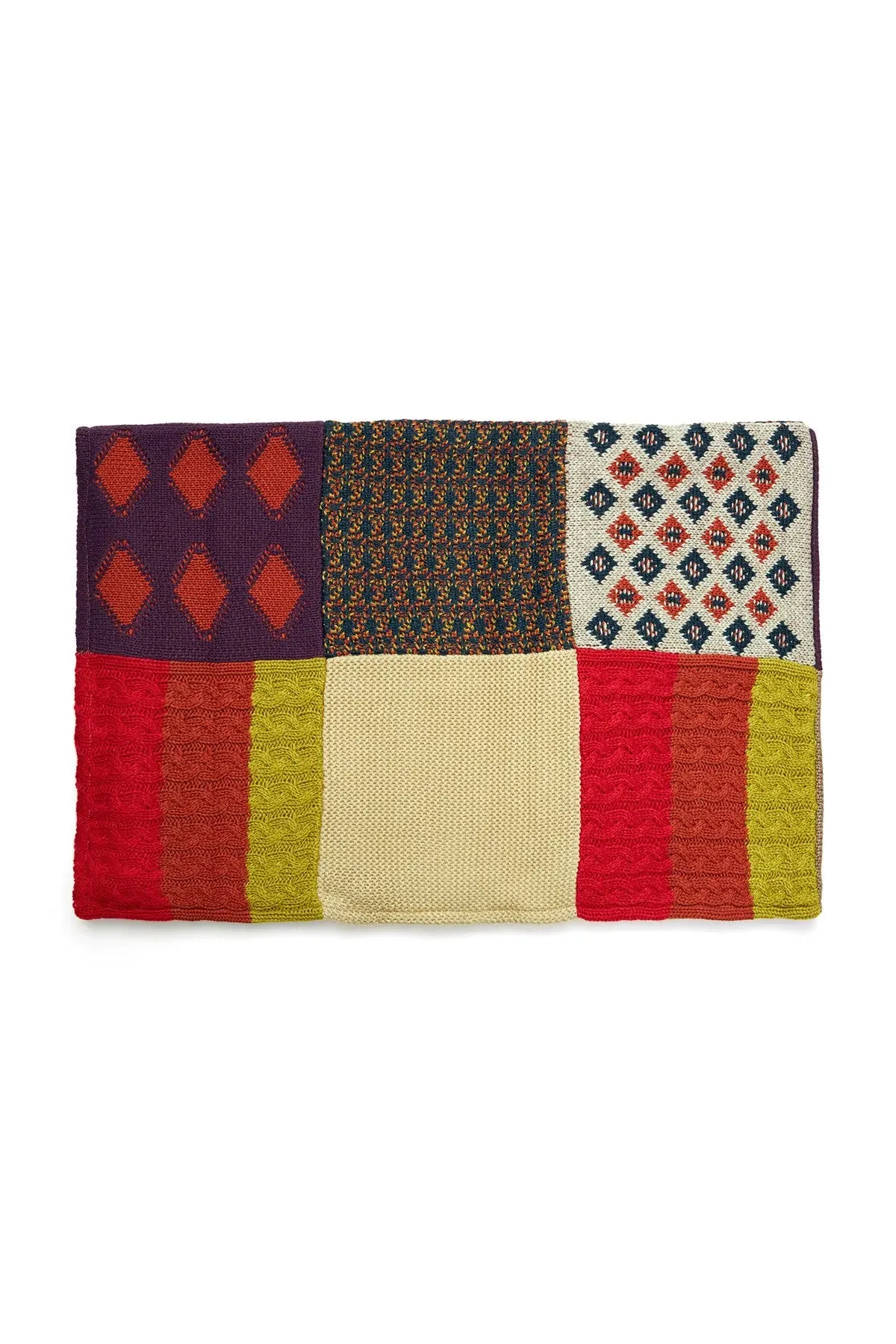 Patchwork Knitwear TV Blanket with Liner - Brown