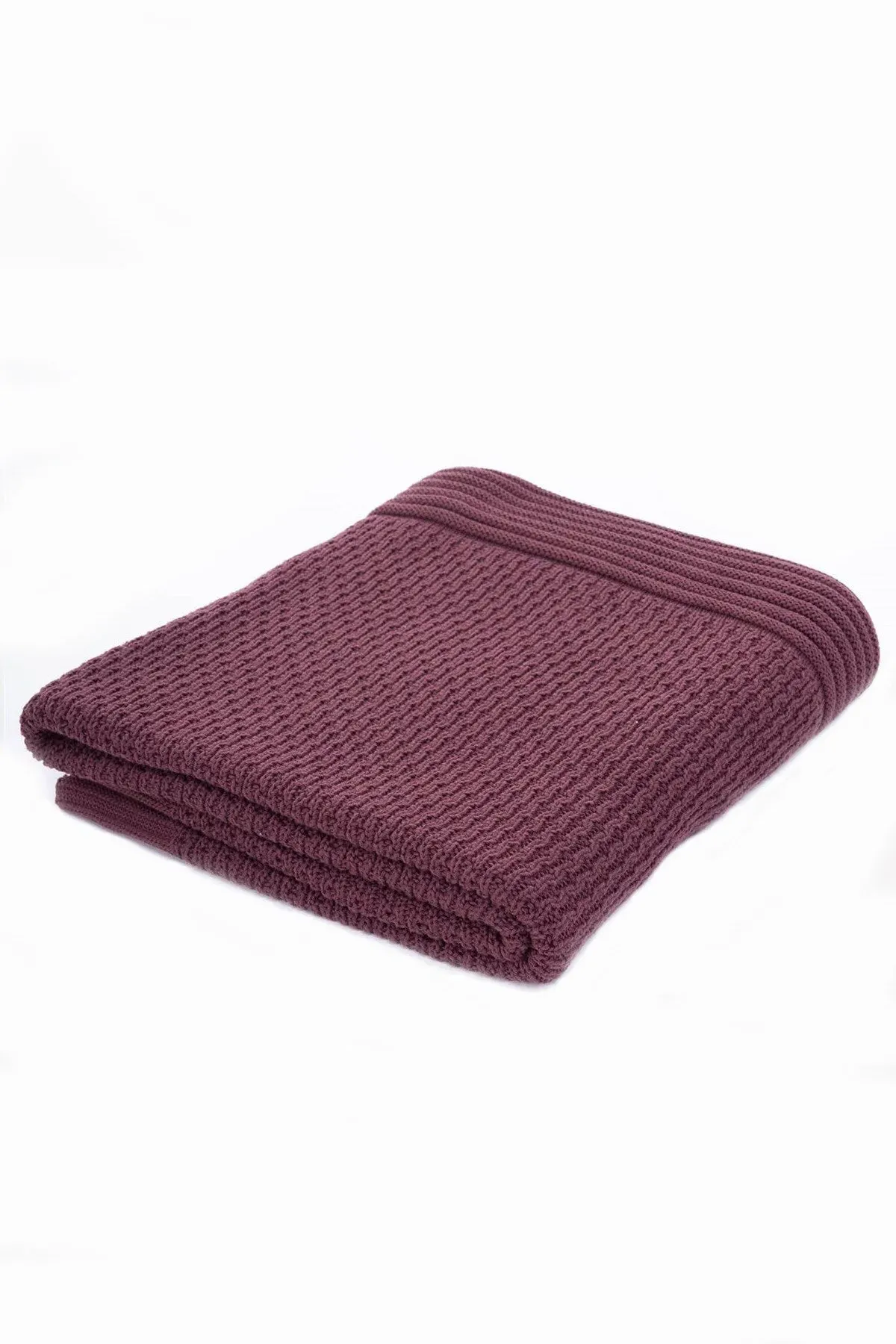 Ridge Knit Cotton TV Blanket - Brown image