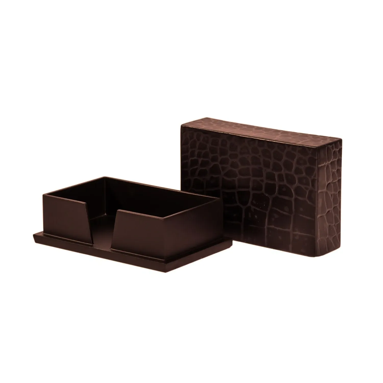 Business Card Holder - Brown, Faux Leather