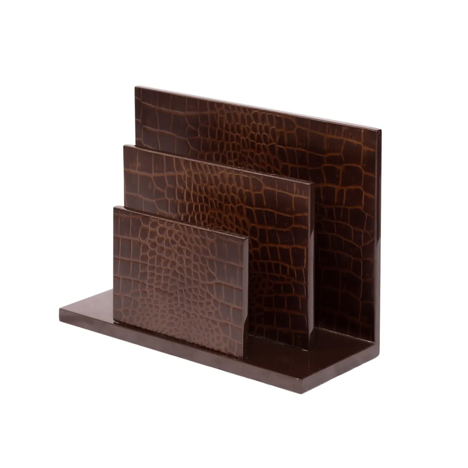 Chelsea Letter Holder - Brown, Faux Leather