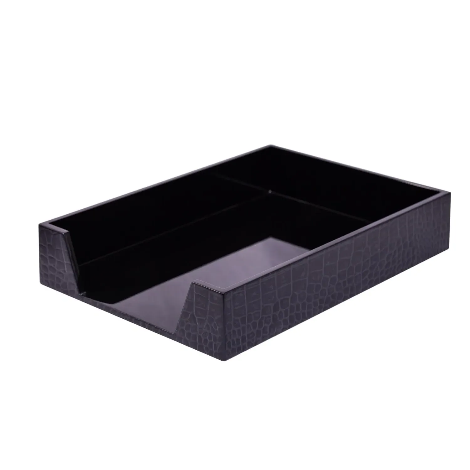 Chelsea Paper Tray - Black, Faux Leather