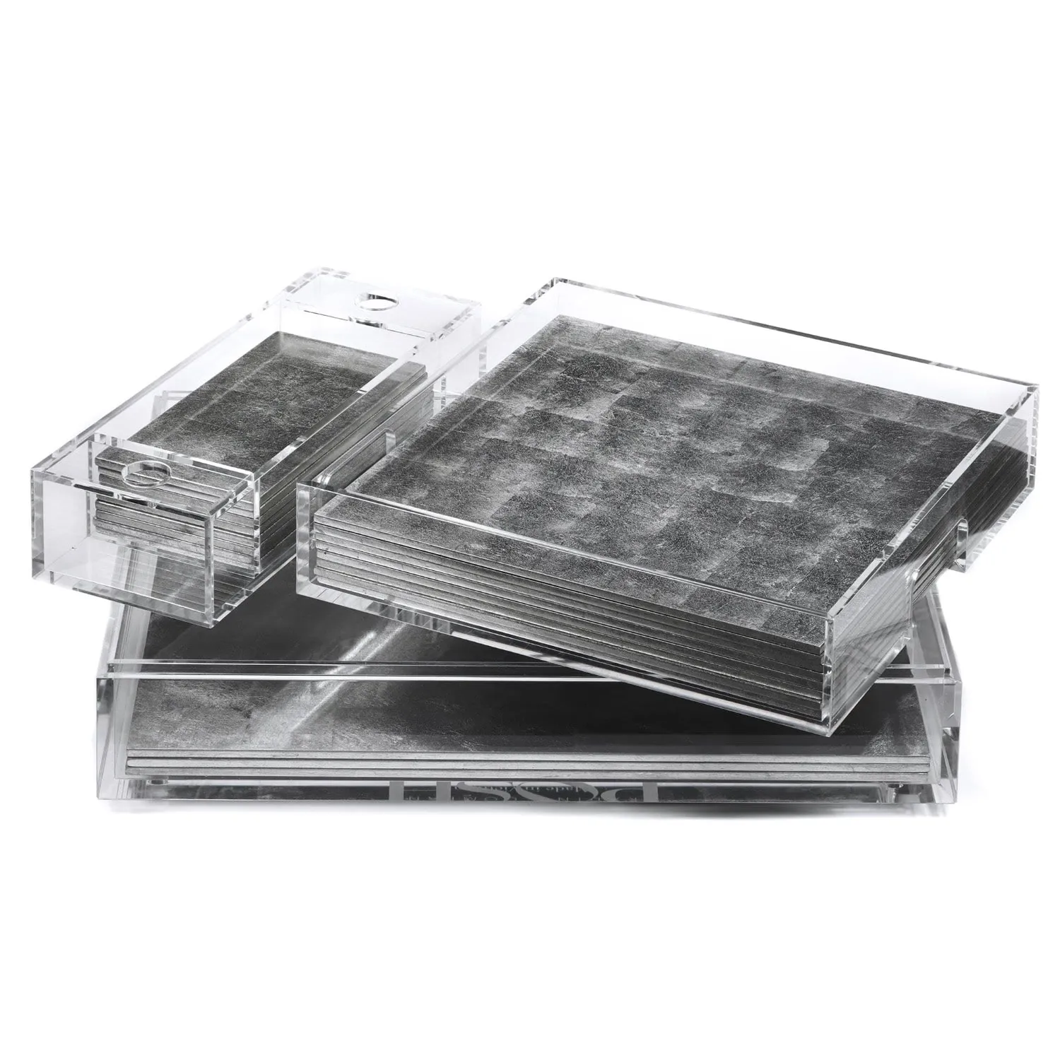 Matbox Clear Silver Leaf Placemat Set - Silver, Acrylic image