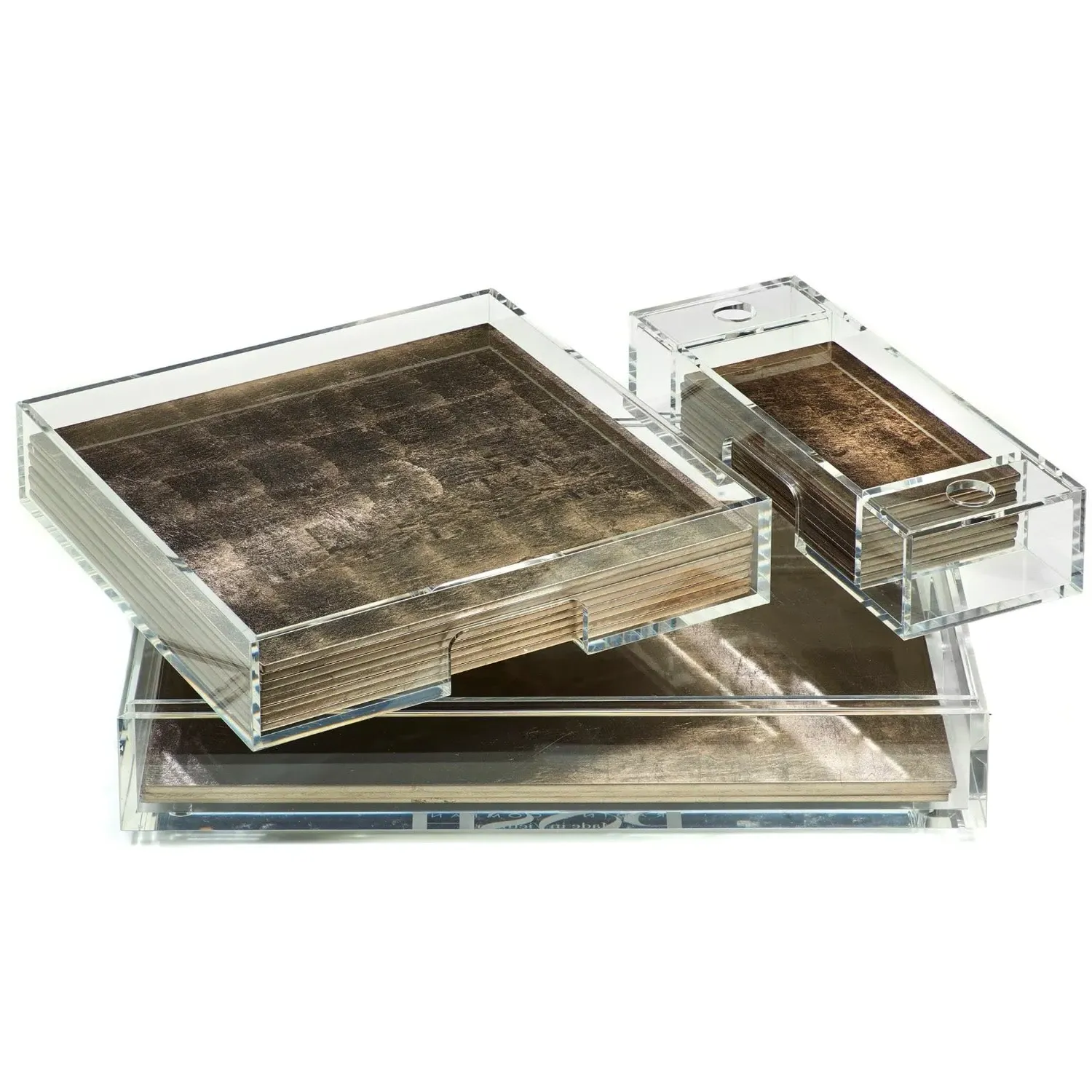 Matbox Clear Silver Leaf Placemat Set - Taupe, Acrylic image
