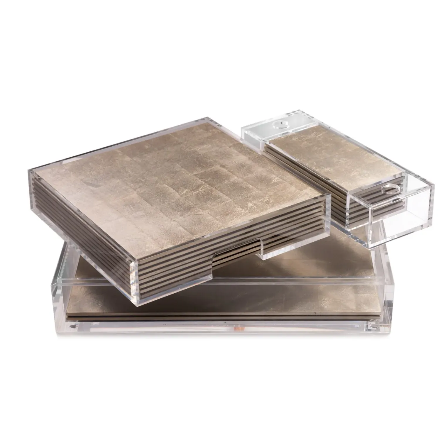 Matbox Placemat Set - Matte Champagne, Silver Leaf