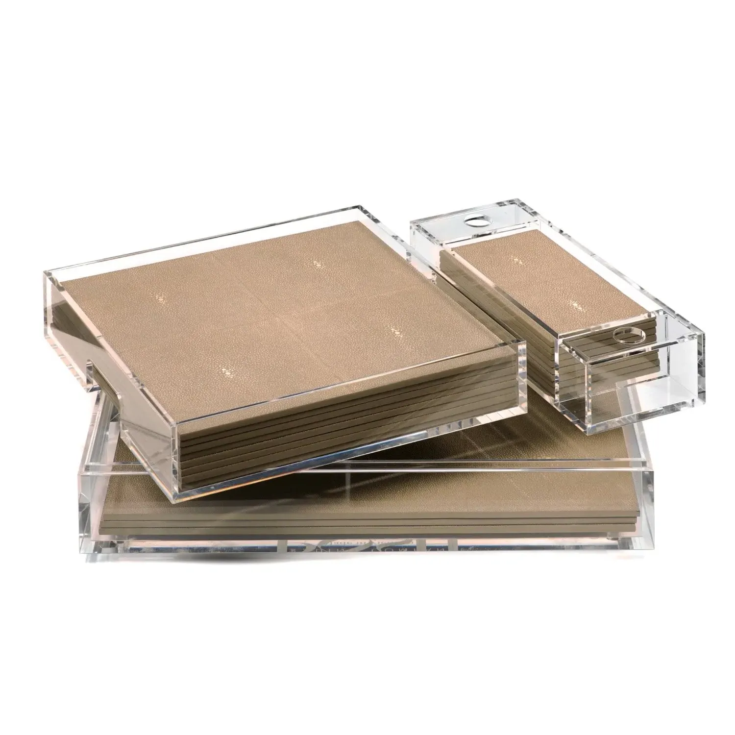 Neutrals Matbox Clear Placemat Set - Faux Shagreen Natural image