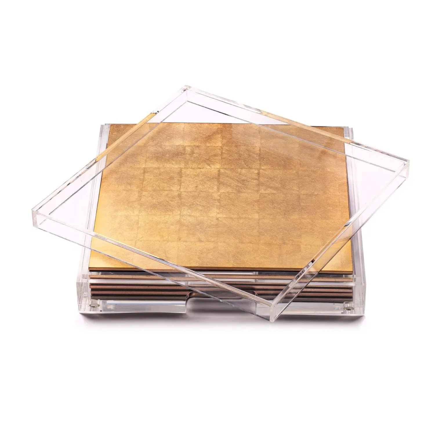 Placebox Clear Silver Leaf Placemat Set - Gold, Acrylic image