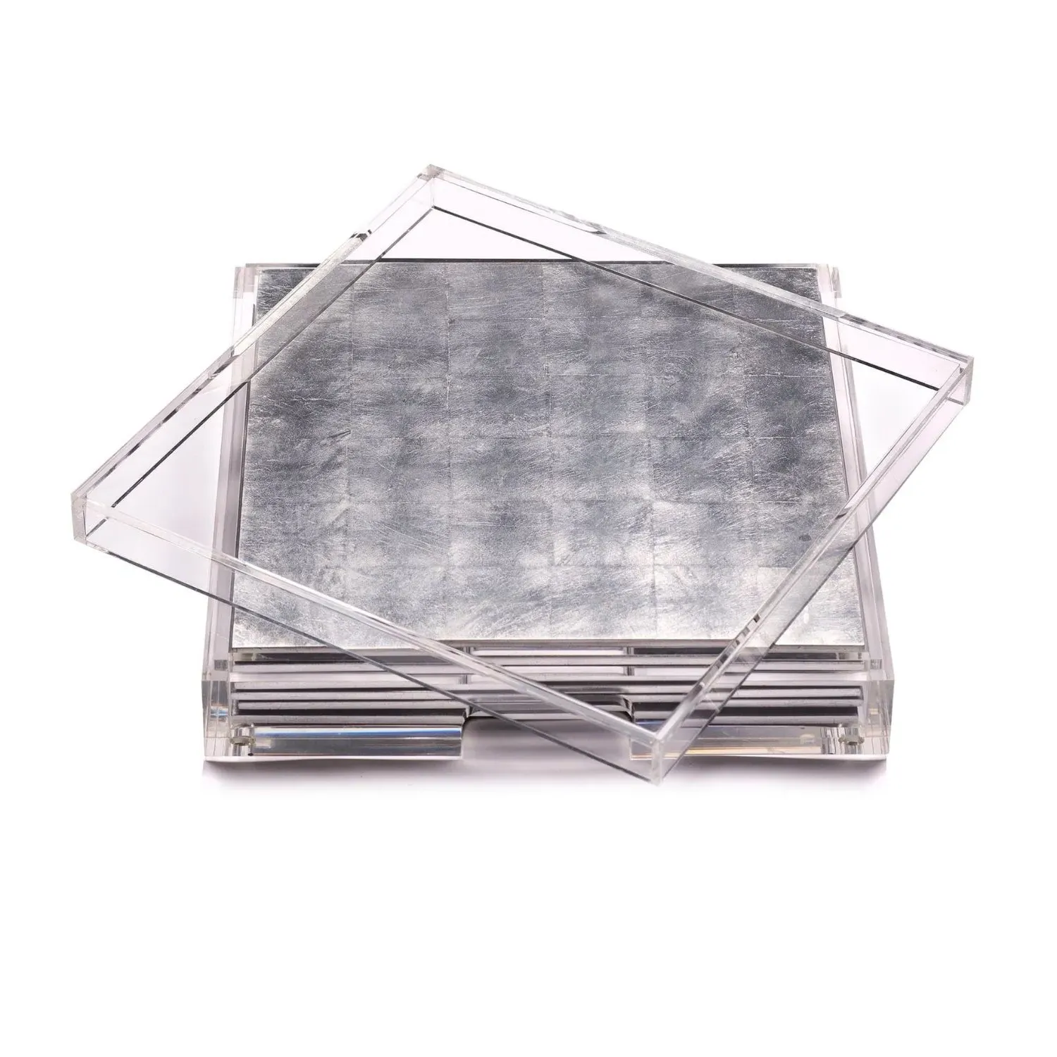 Placebox Clear Silver Leaf Placemat Set - Silver, Acrylic
