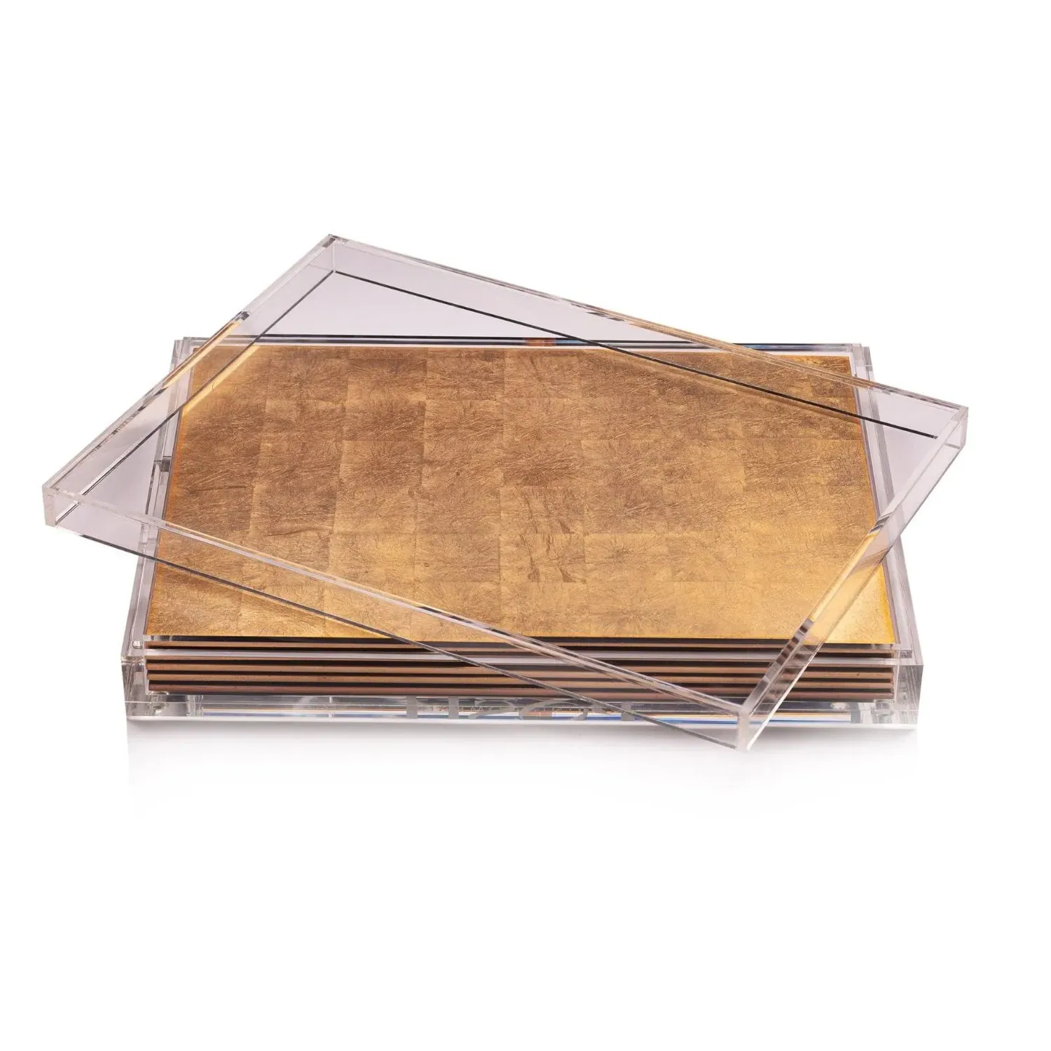 Servebox Clear Silver Leaf Placemat Set - Gold