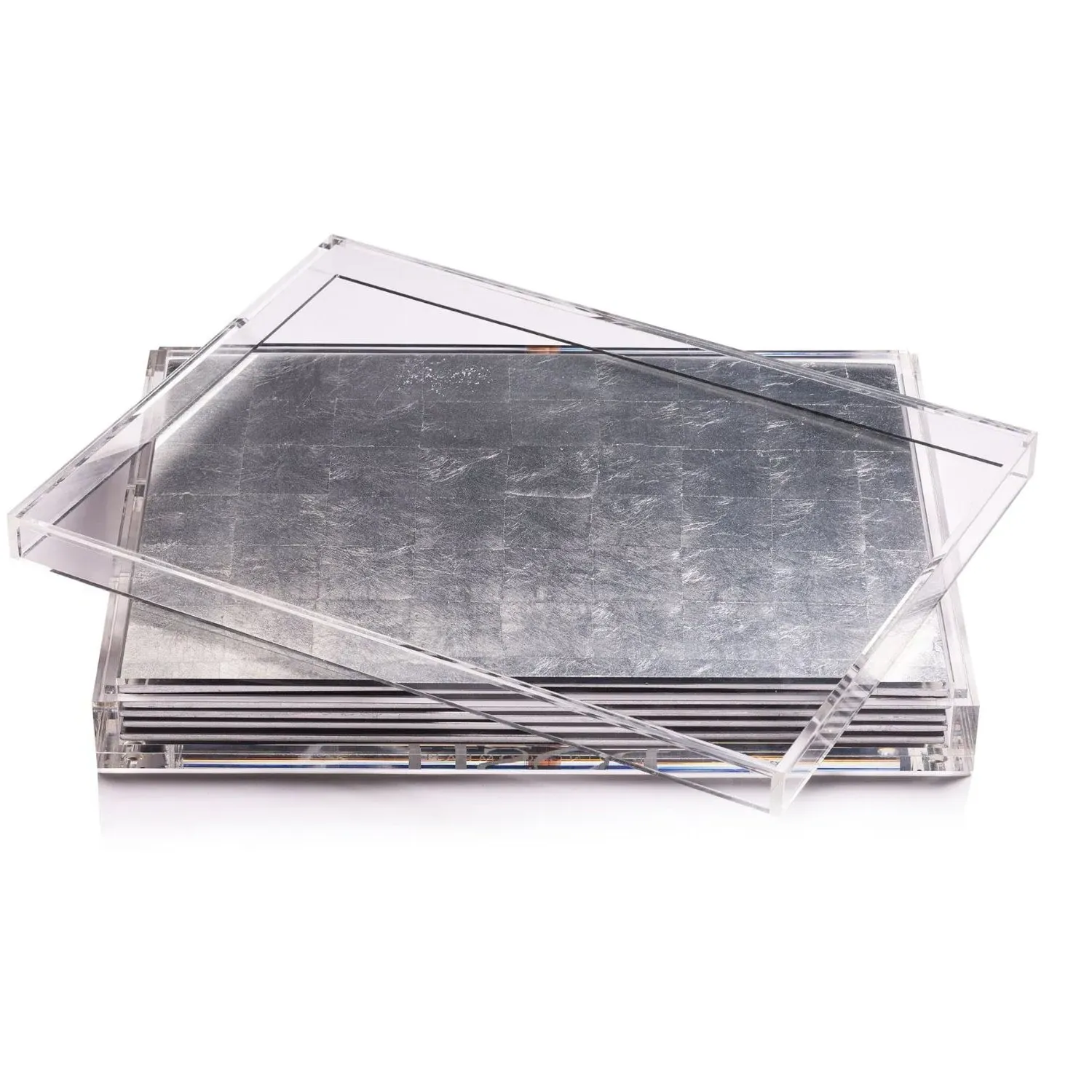 Servebox Clear Silver Leaf Placemat Set - Silver, Acrylic image