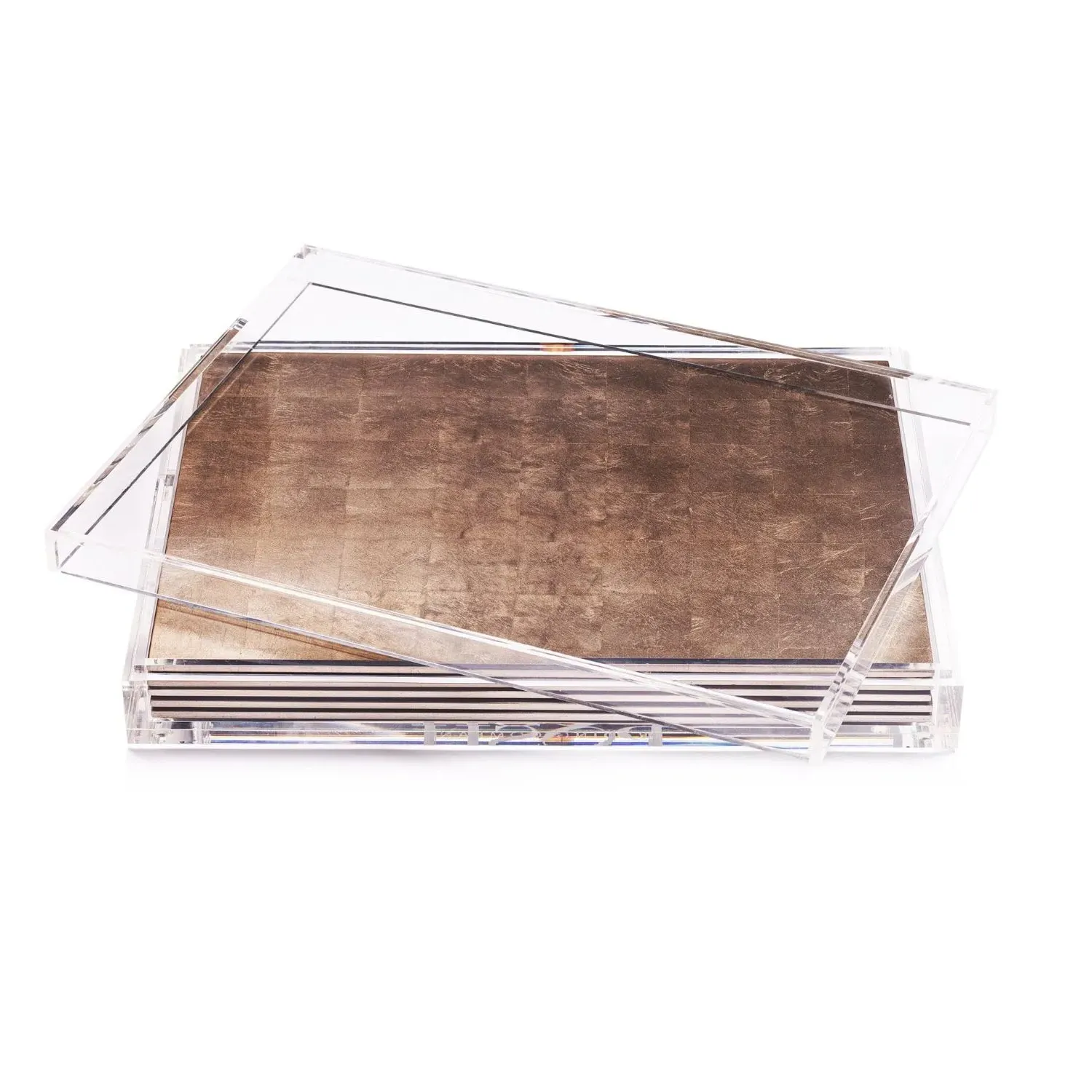Servebox Clear Silver Leaf Placemats - Brown image