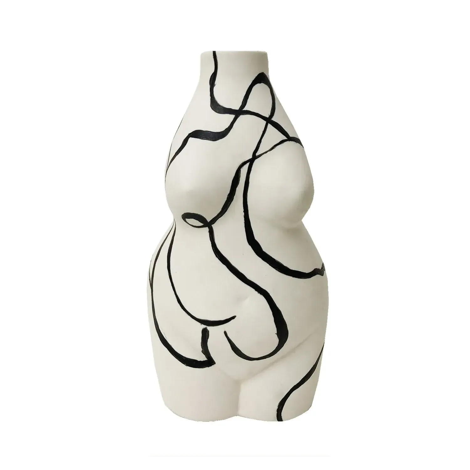 Abstract Queen Female Body Vase - Black