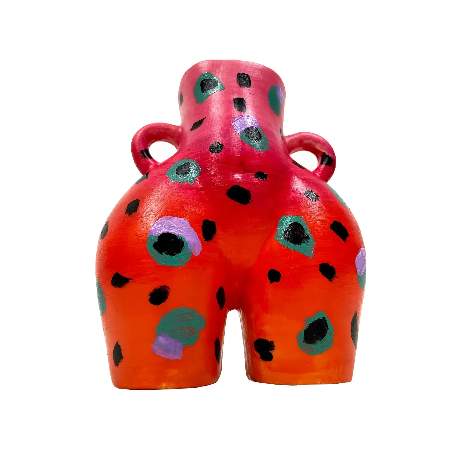 Leopard Print Body Vase - Orange, Ceramic