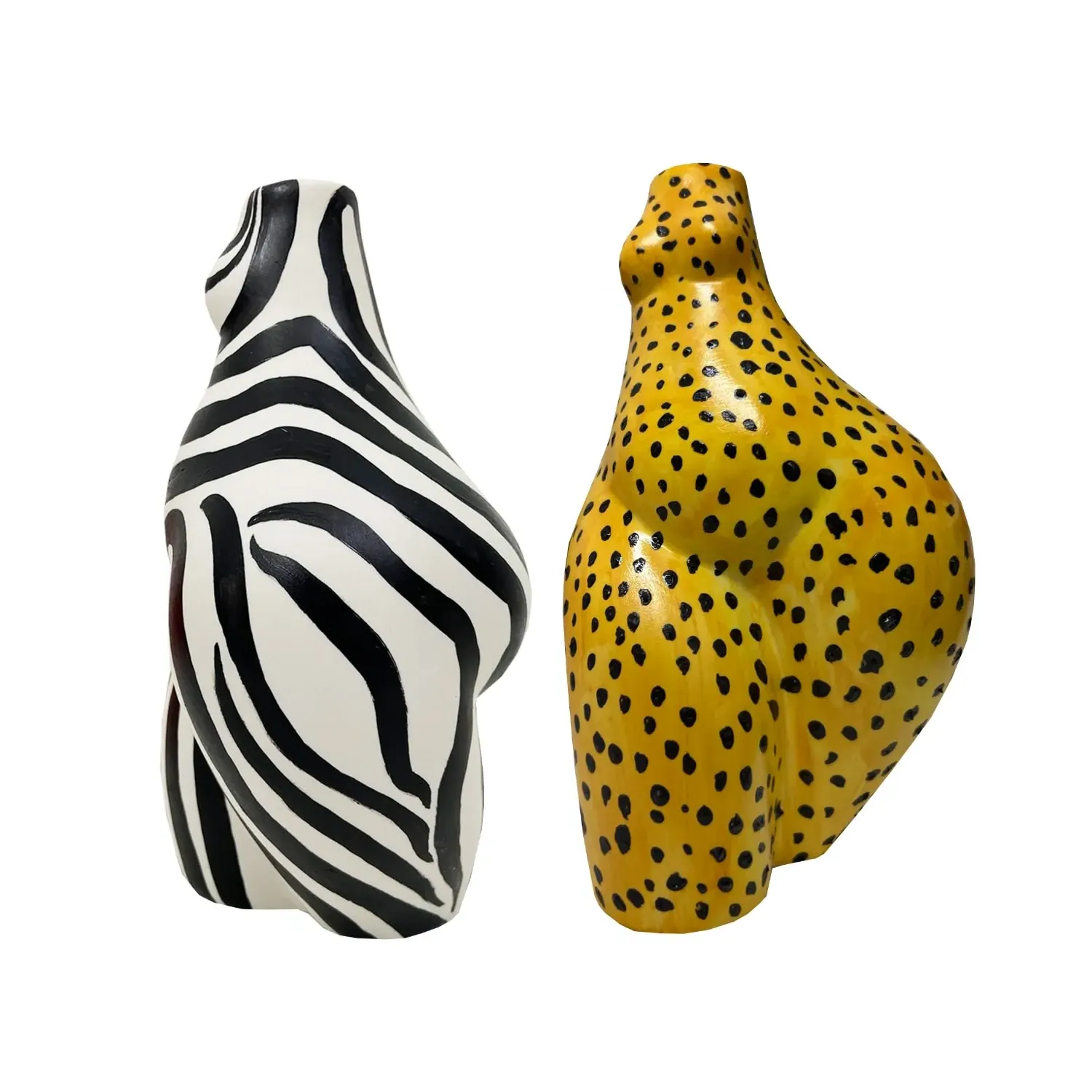 Leopard & Zebra Booty Vase Multi Pack - Orange, Ceramic image