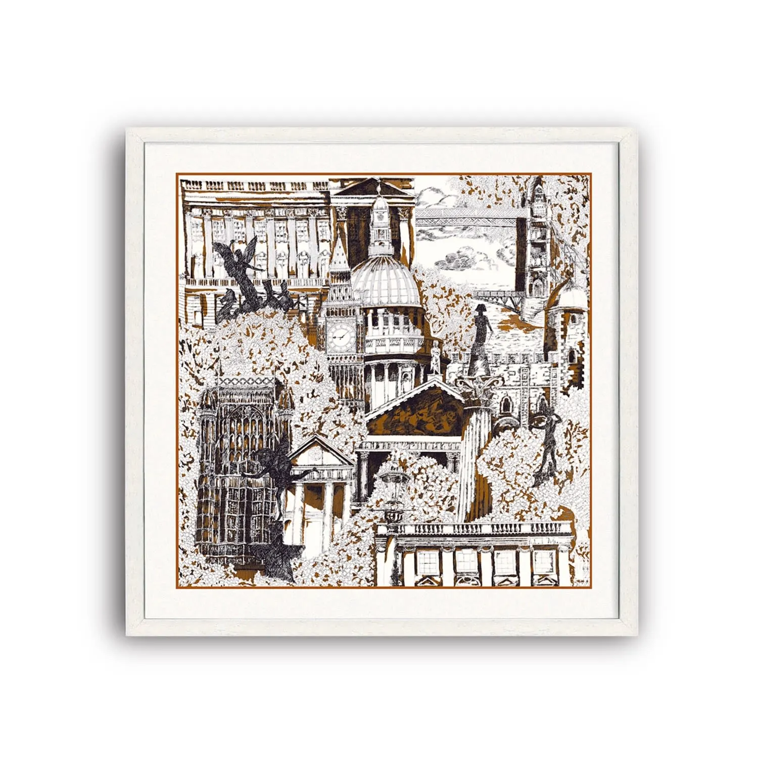 Ginger London Art Print - Brown/White