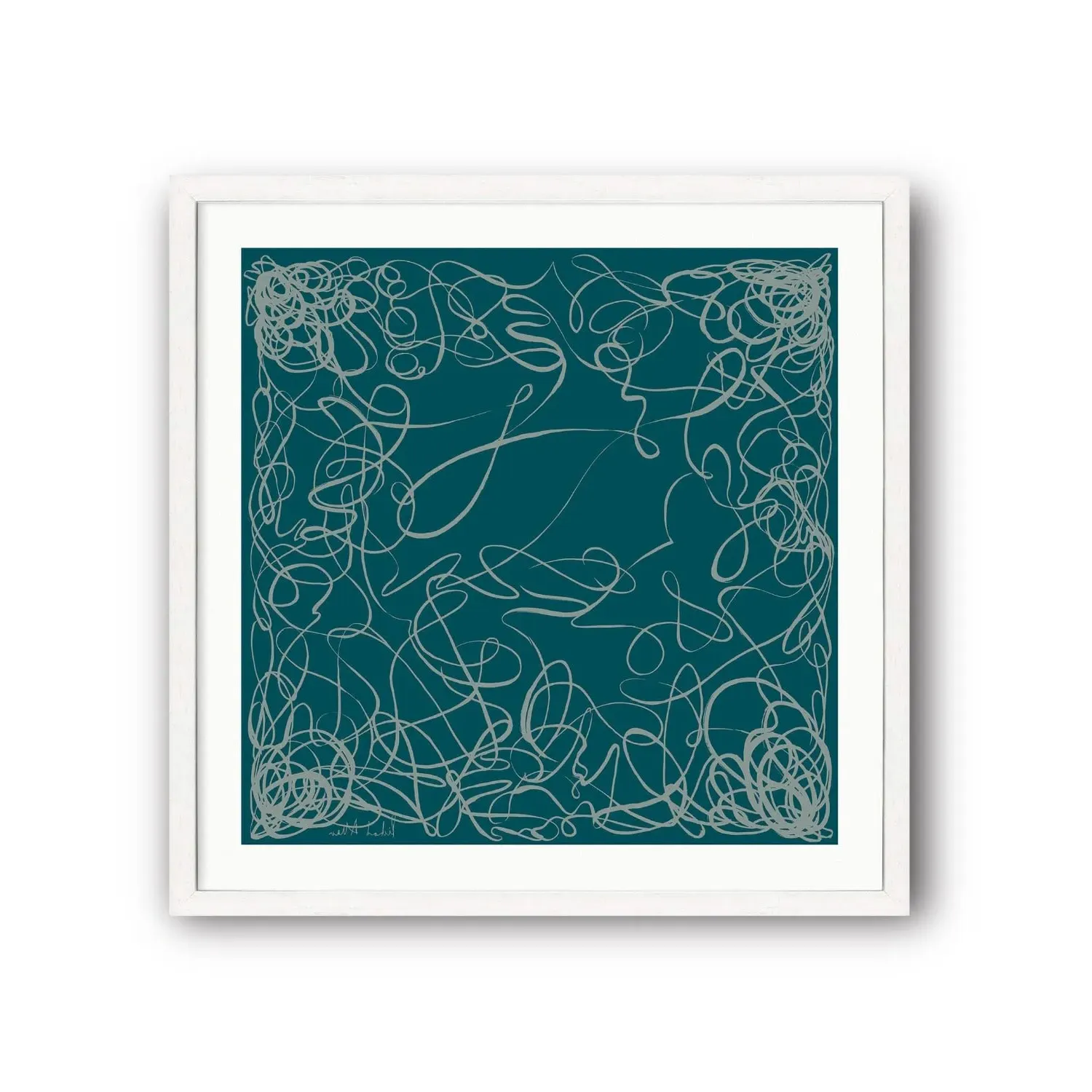 Green Ballet Ribbons Art Print - White, Etching Paper image