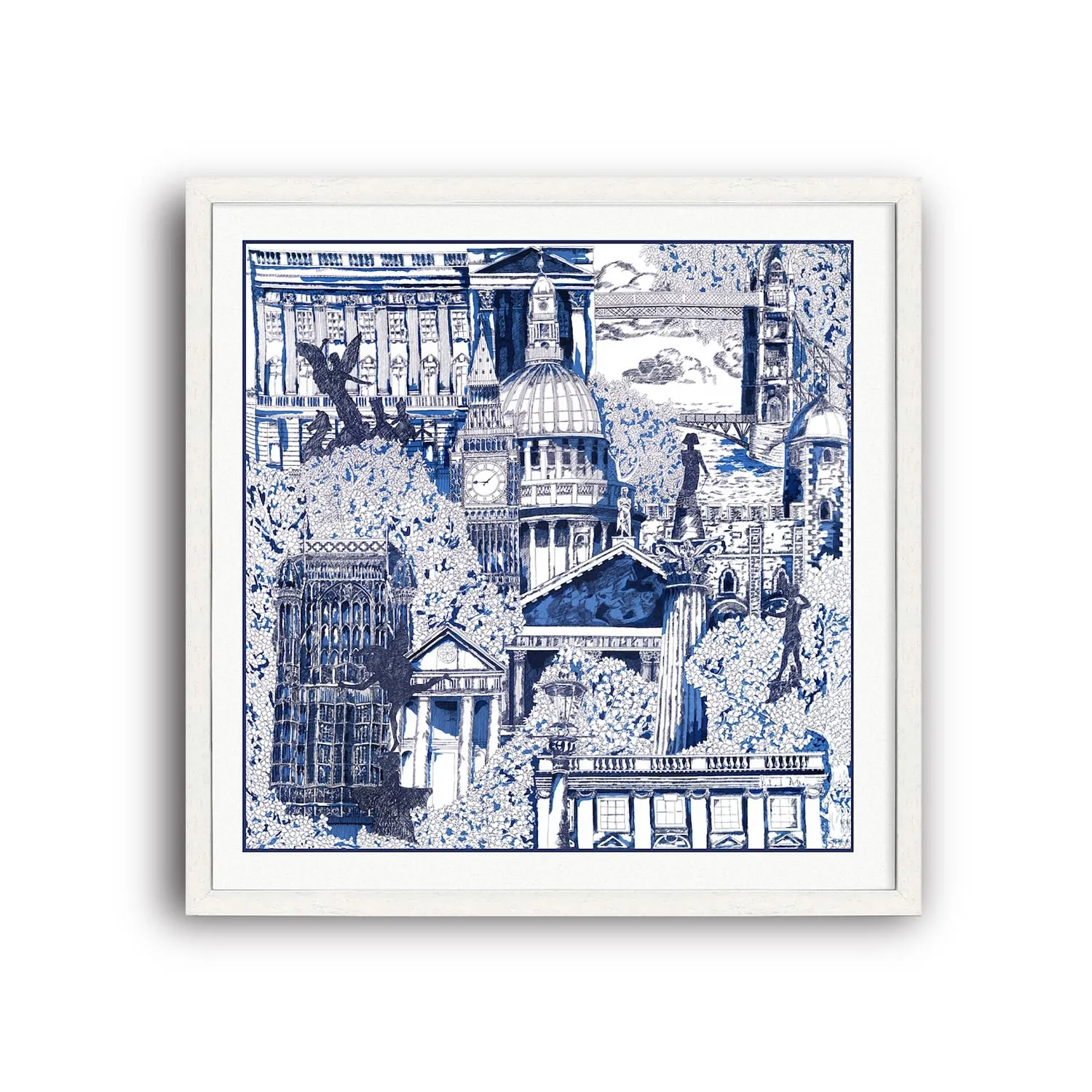 London Art Print - Blue/White image