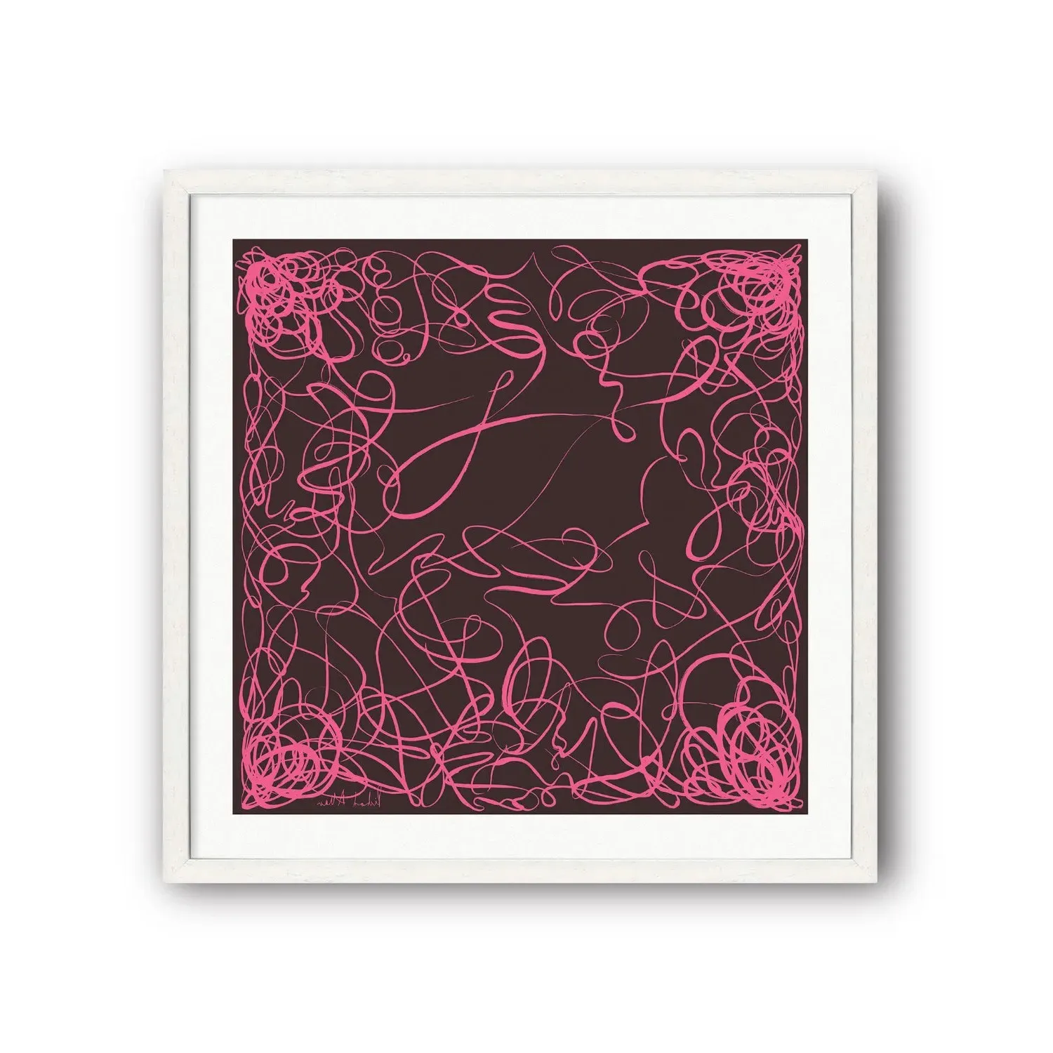 Pink Ballet Ribbons Art Print - Brown, Etching Paper