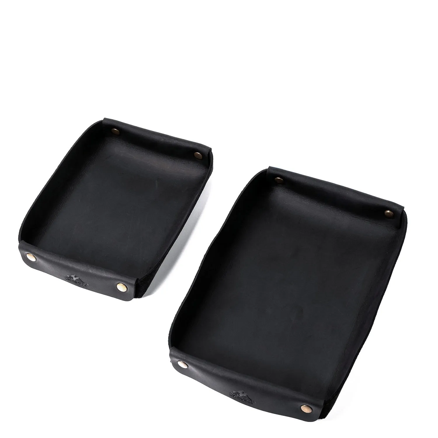 Leather Valet Tray Set of 2 - Black