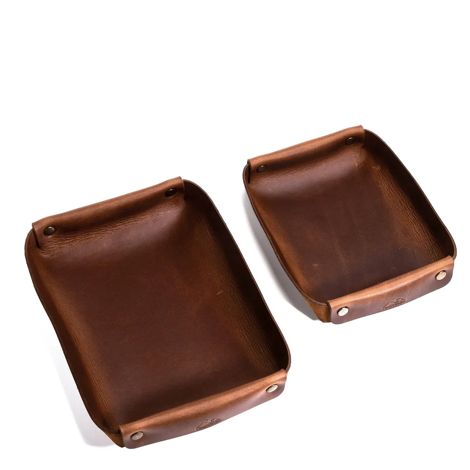 Leather Valet Tray Set of 2 - Brown