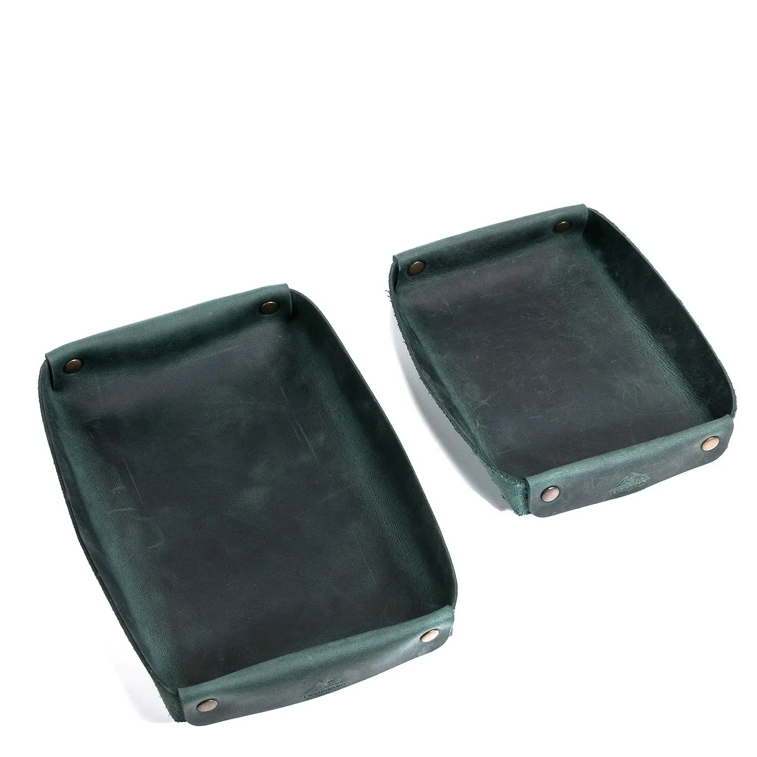 Leather Valet Tray Set of 2 - Green