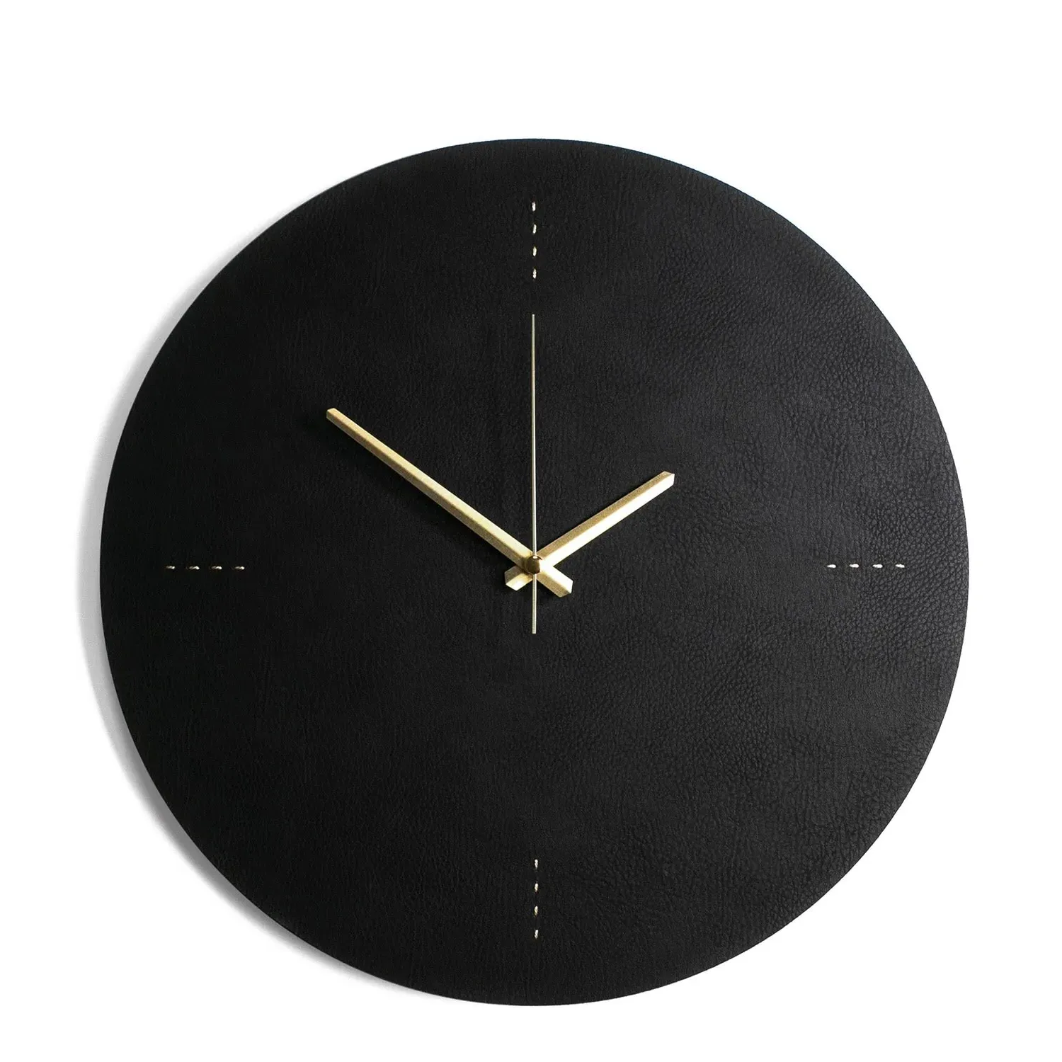 Letoon Medium Wall Clock - Black, Leather image