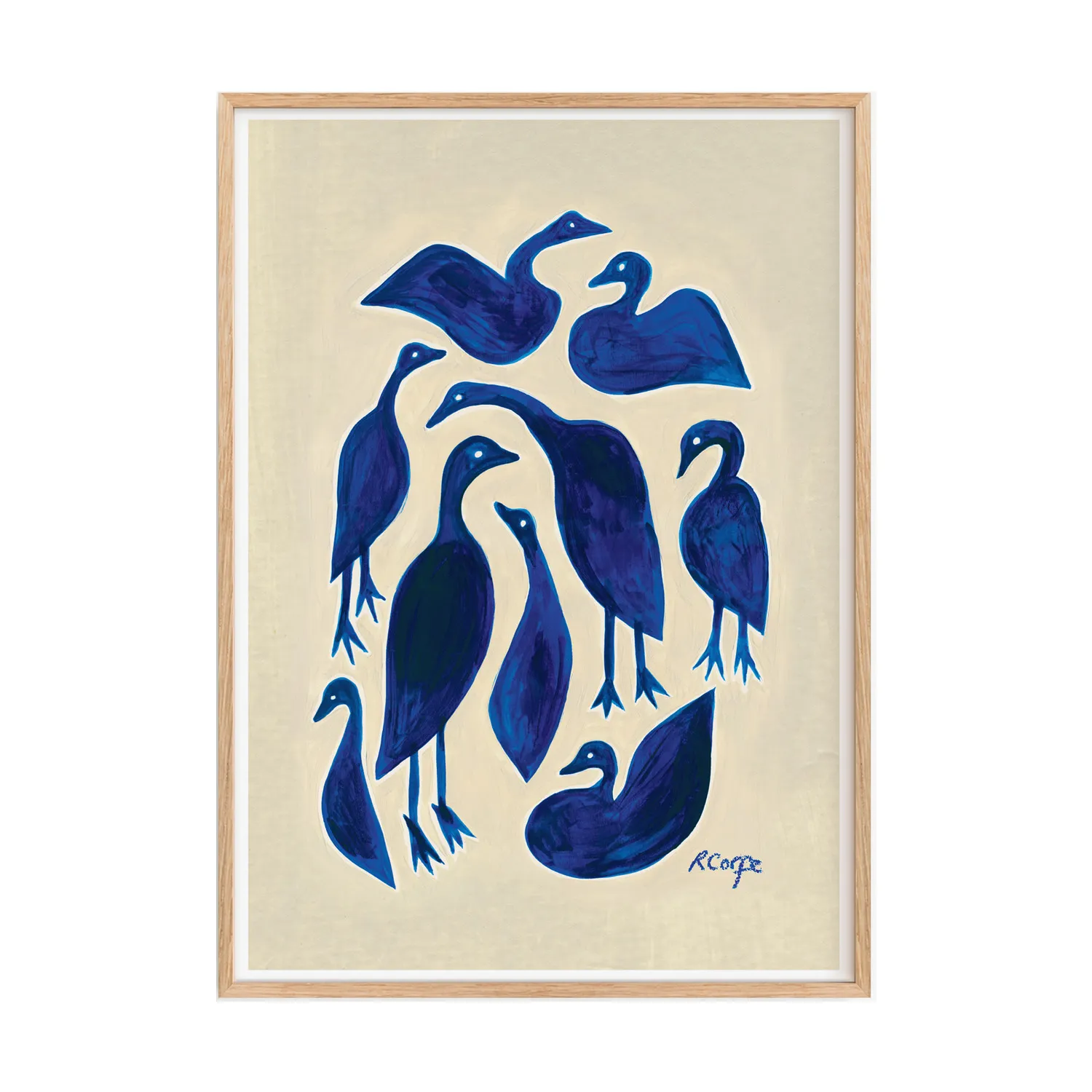 A2 Blue Ducks Art Print - Blue image