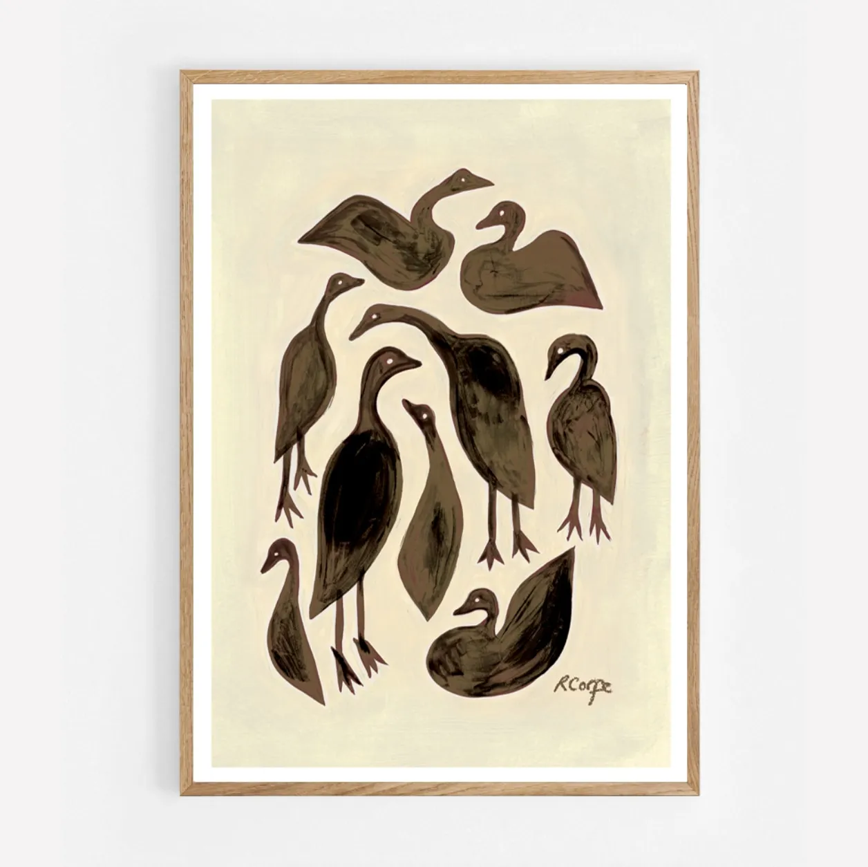 A3 Ducks Art Print - Brown