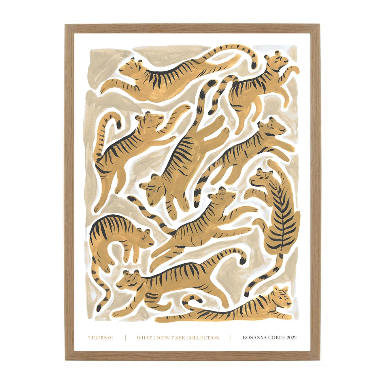 A3 Tigers Art Print - Brown