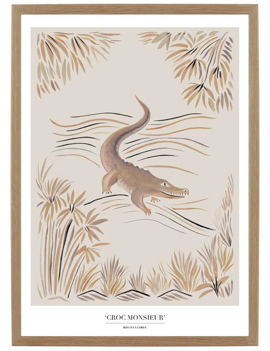Croc Monsieur A3 Art Print - Beige