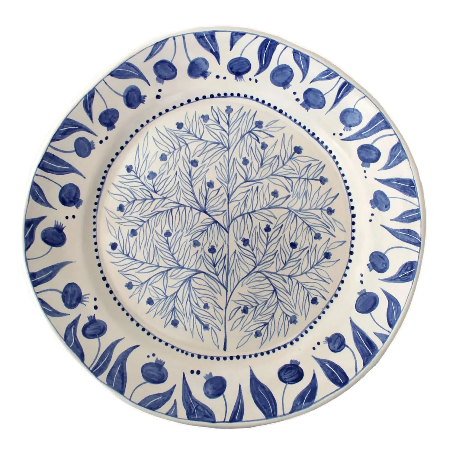 Hand-Painted Pomegranate Large Plate - Deep Blue image