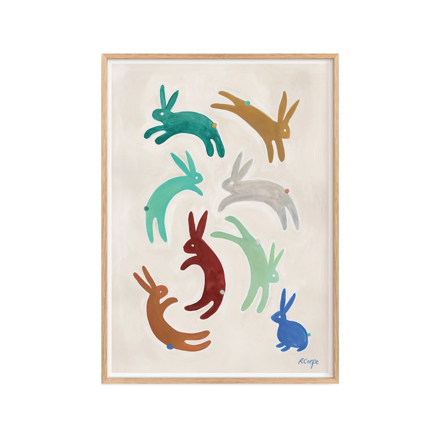 Rabbits A4 Art Print - White image