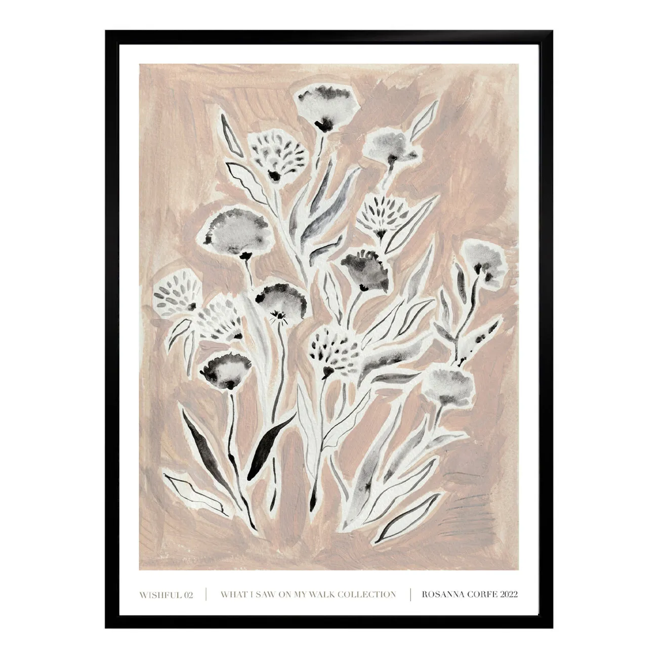 Wishful Pink A3 Floral Art Print - Orange